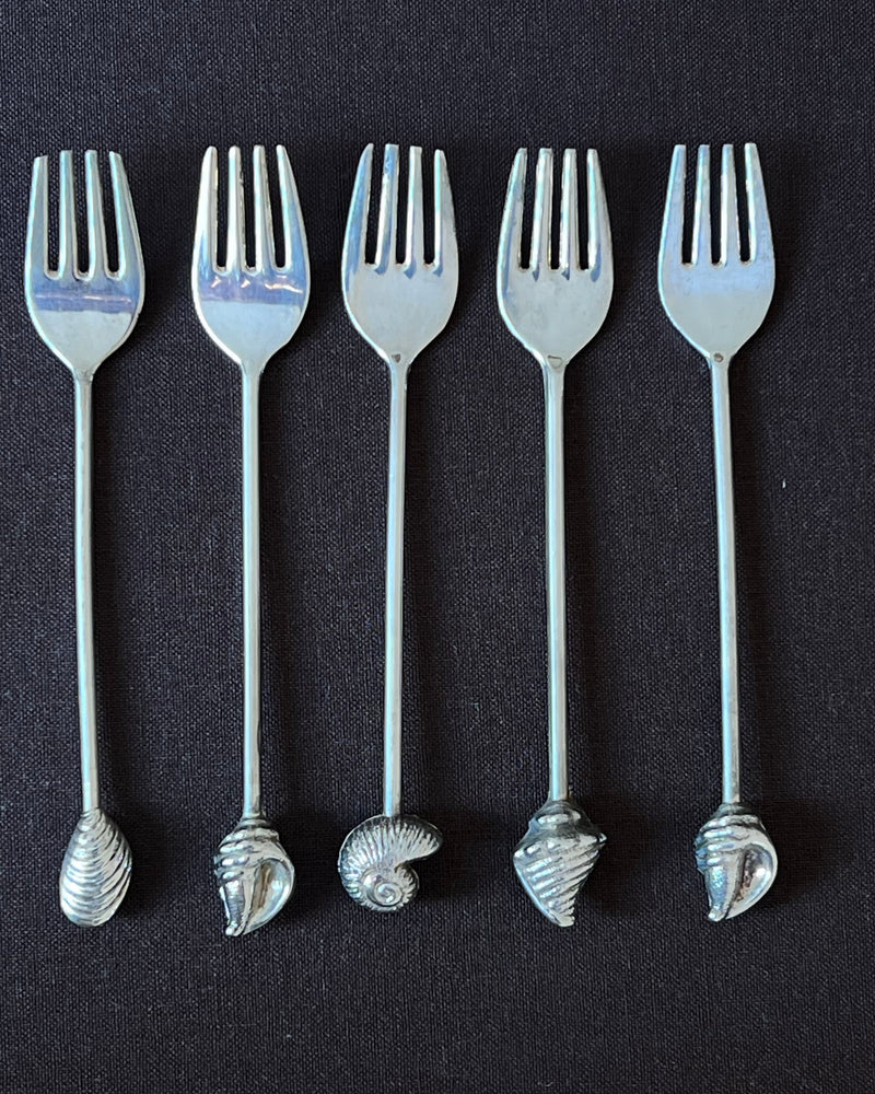Silver Plated Shell Dessert Forks by Manushi | The Oblist