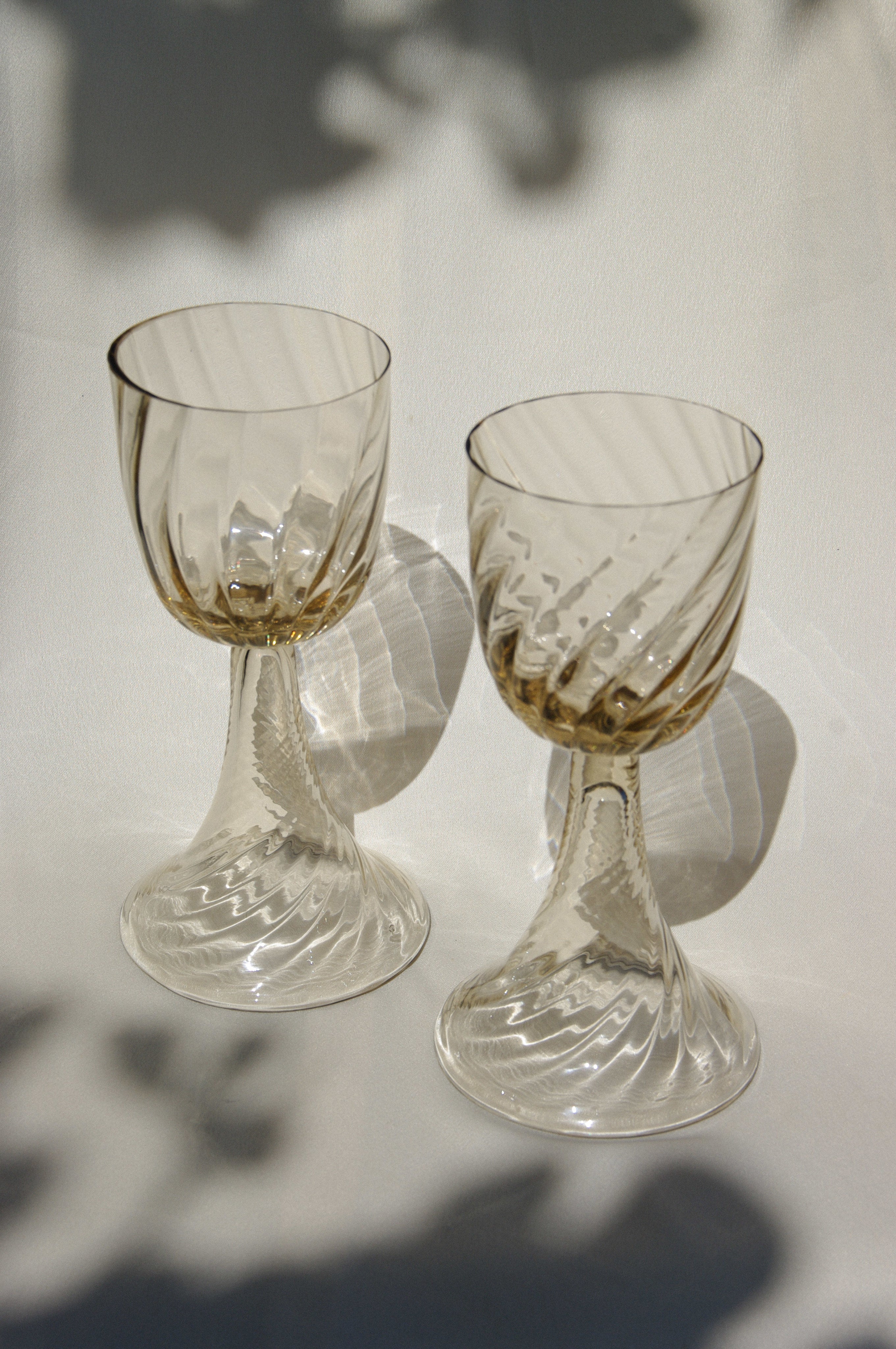 Pair of Mouthblown Wine Goblets