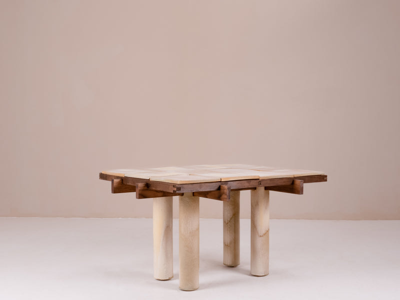 Wabi-Sabi Coffee Table in Wood & Clay - "La Taulo" Collection by Thomas Morineau Barthelemy | The Oblist