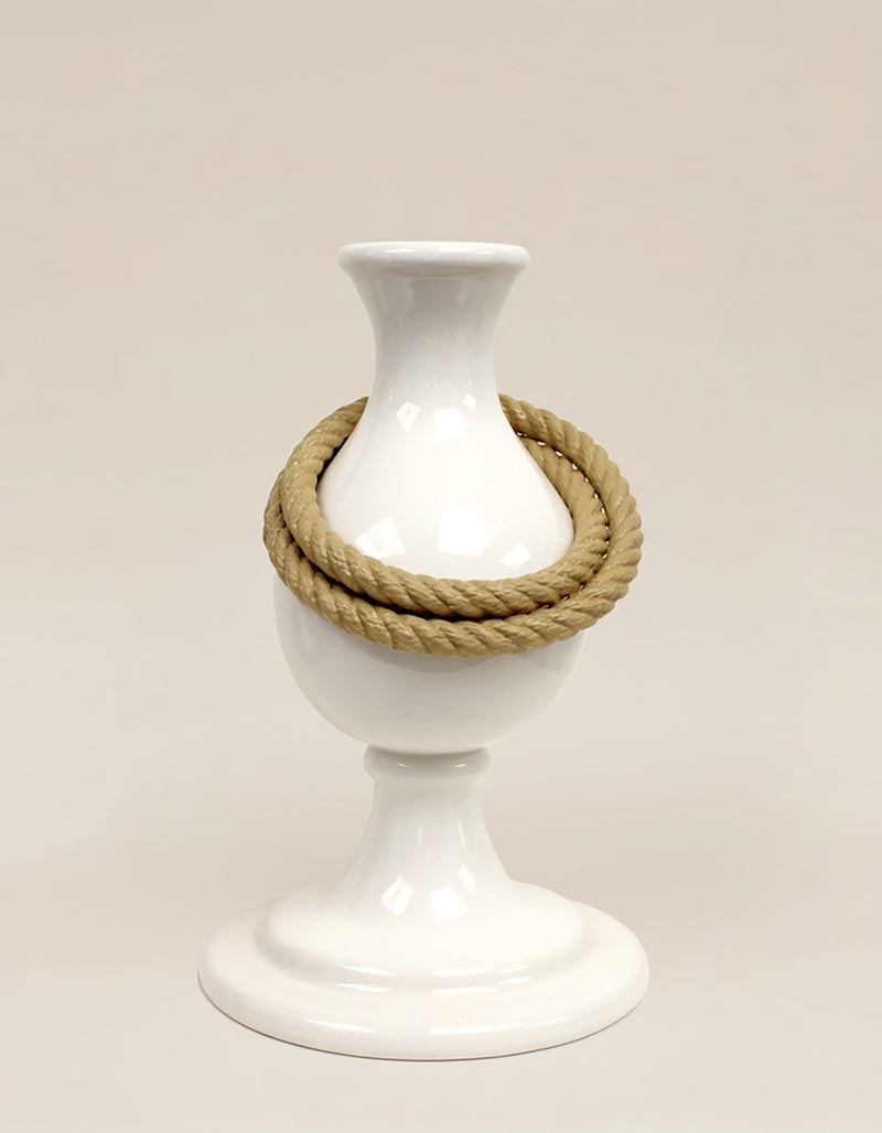 SAILOR roped ceramic white vase by Villa Arev | The Oblist — handcrafted ceramic, neutral color