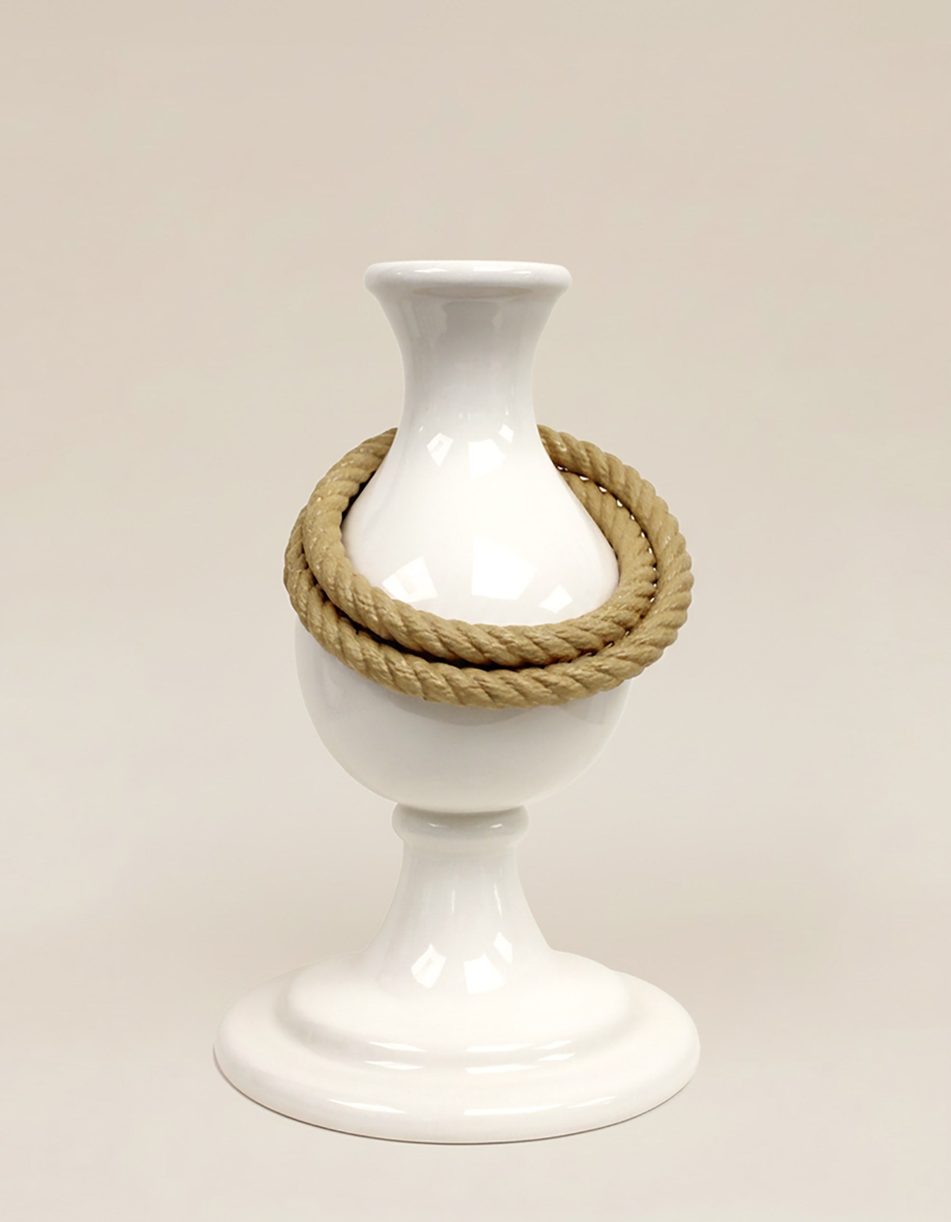 SAILOR roped ceramic white vase by Villa Arev | The Oblist — handcrafted ceramic, neutral color