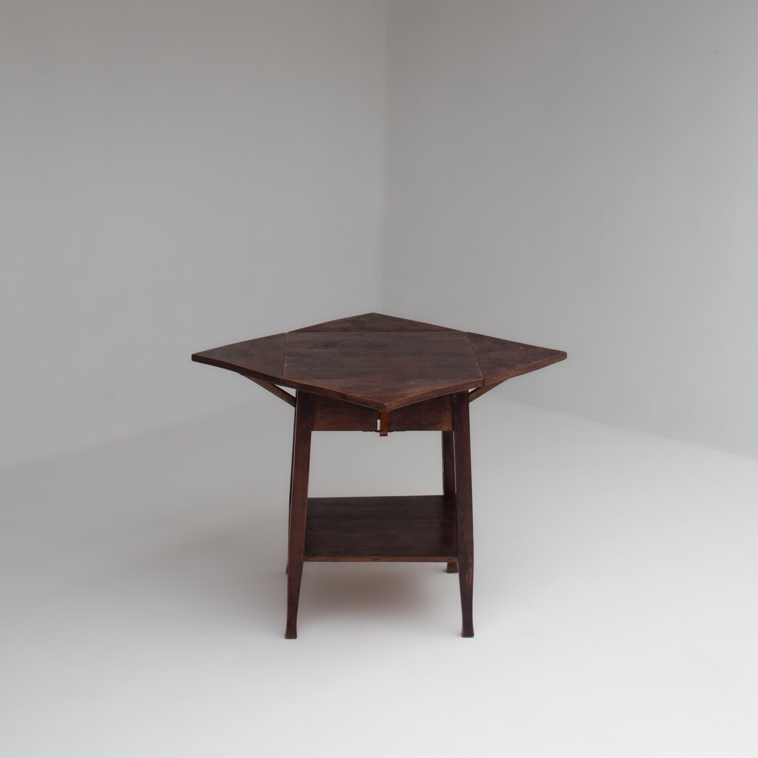 Art Deco Folding Side Table in Solid Wood — detail view