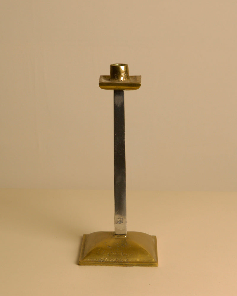Brutalist Candle Holder by David Marshall 80's by Treaptyque | The Oblist — metal and brass finish
