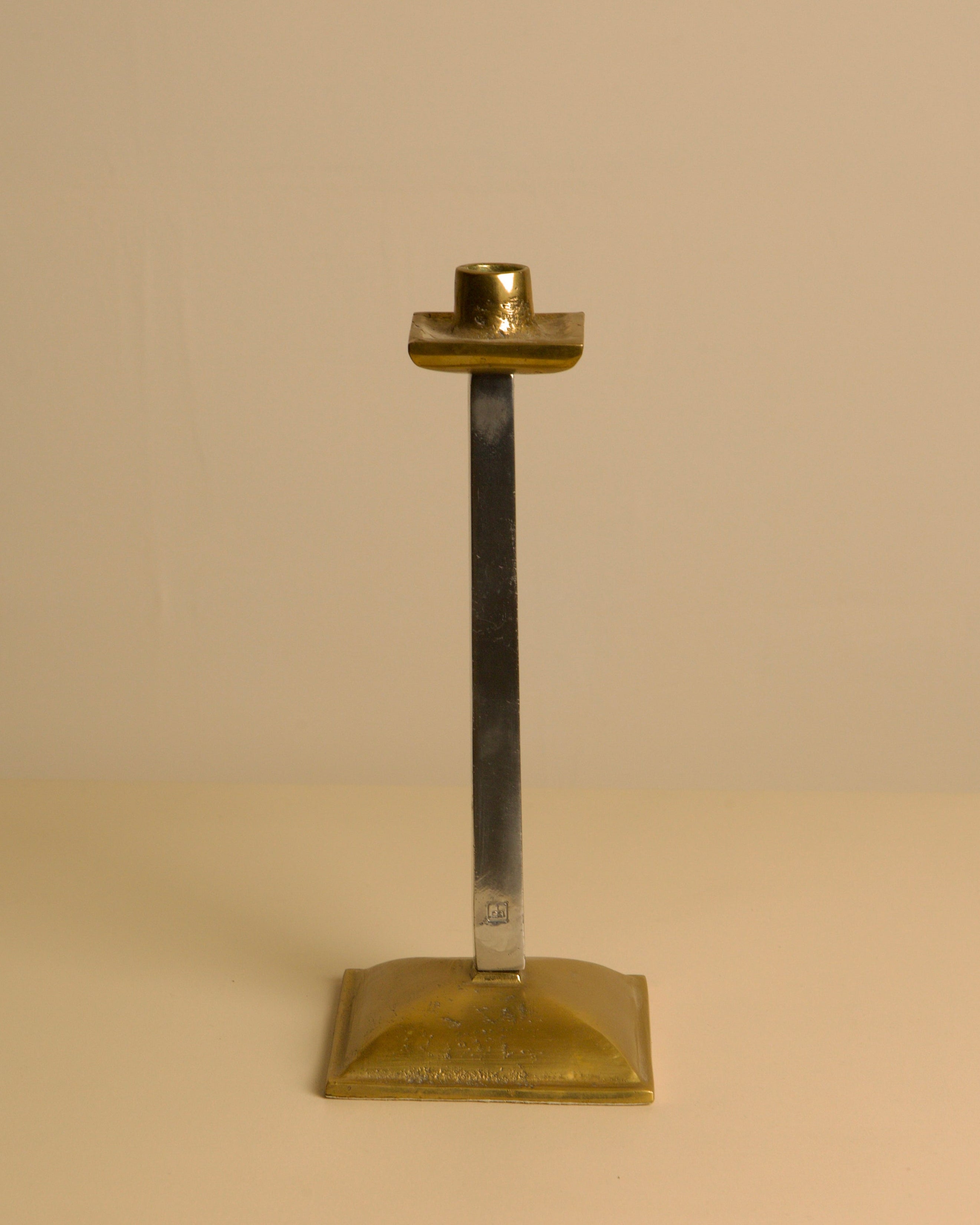 Brutalist Candle Holder by David Marshall 80's by Treaptyque | The Oblist — metal and brass finish