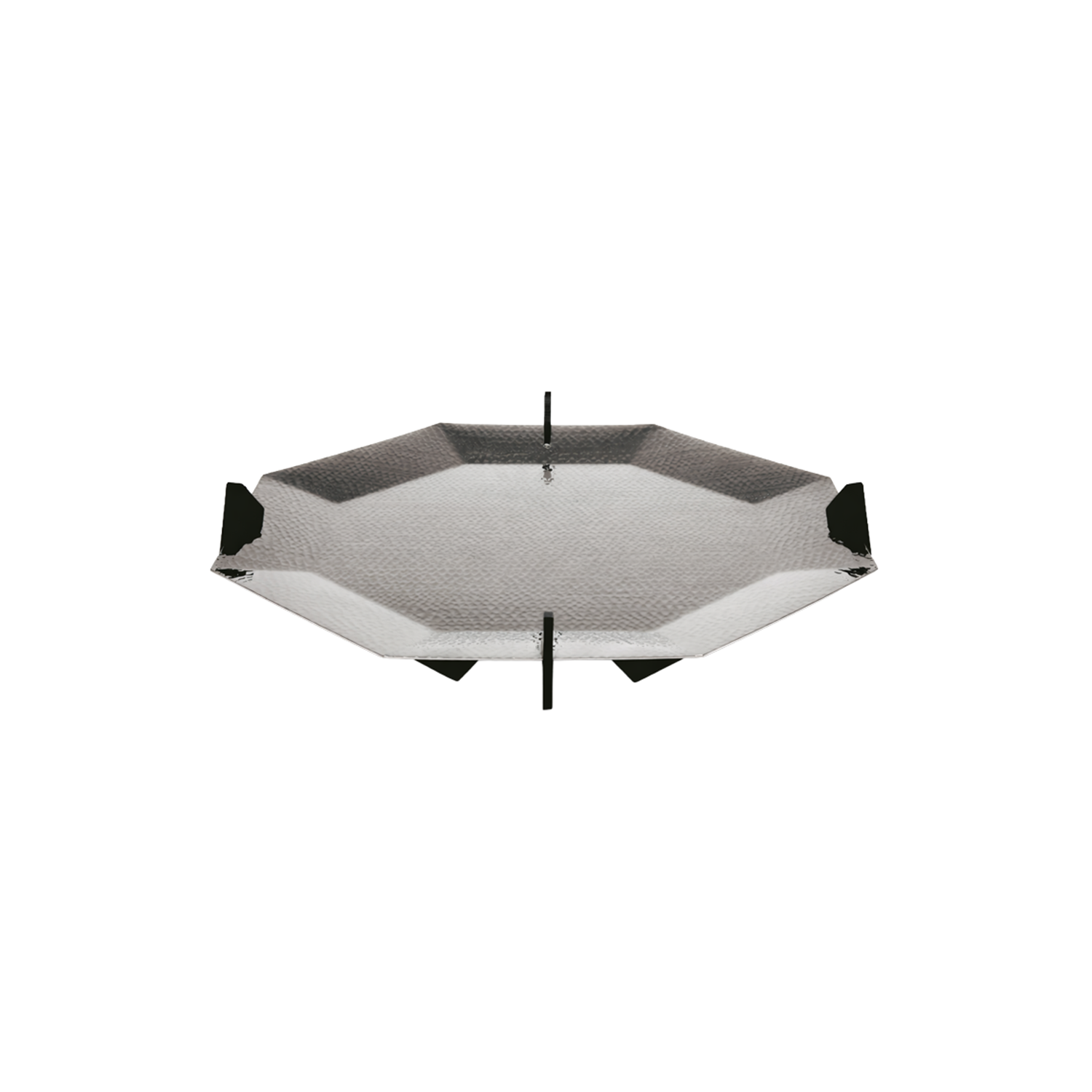 Silver Plated Tray — side angle showing textured surface and black accents