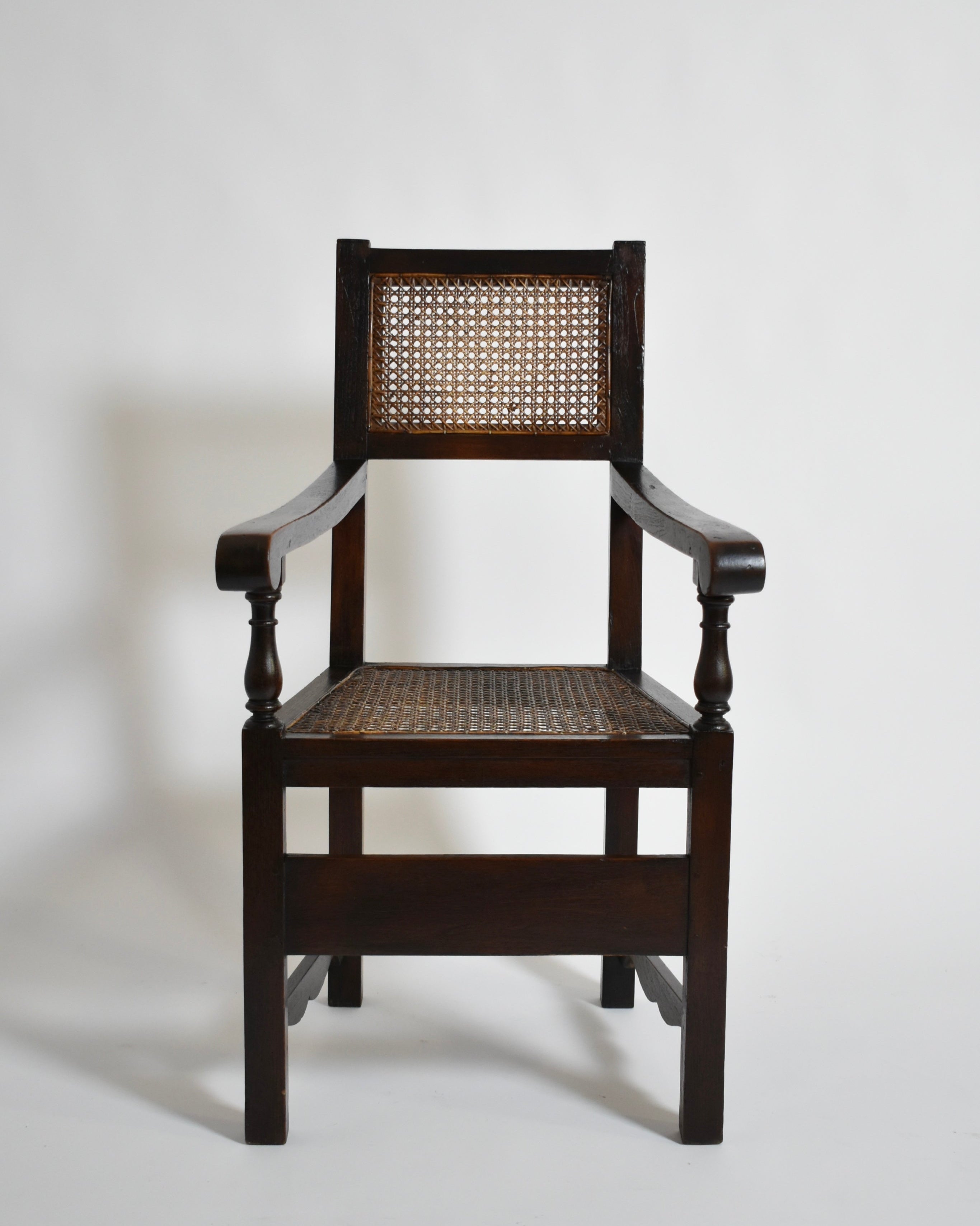 Pair of Turned Wood and Cane Armchairs, 1910s