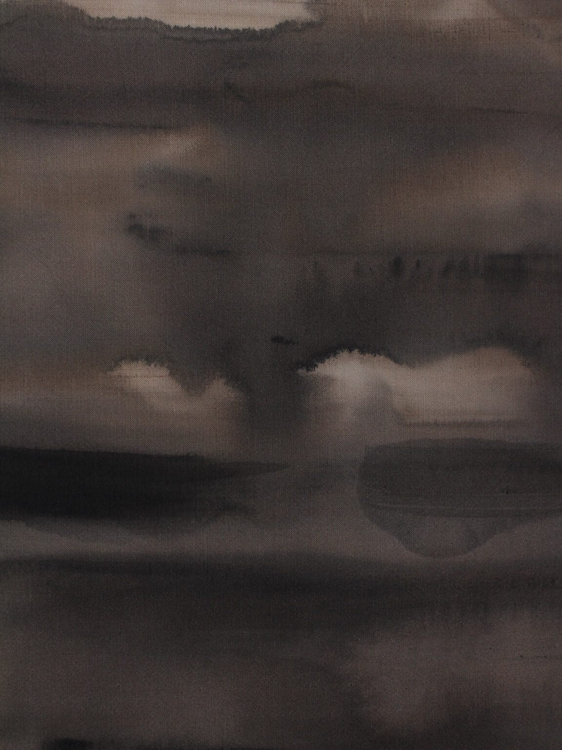 Horizontal Organic Lines In Brown By Karina Savonenko, 100x100cm — in context