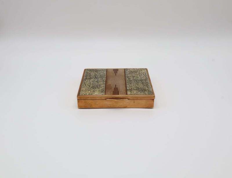 Art Deco Brass & Shagreen-Effect Box – Czechoslovakia (1930s) — side angle