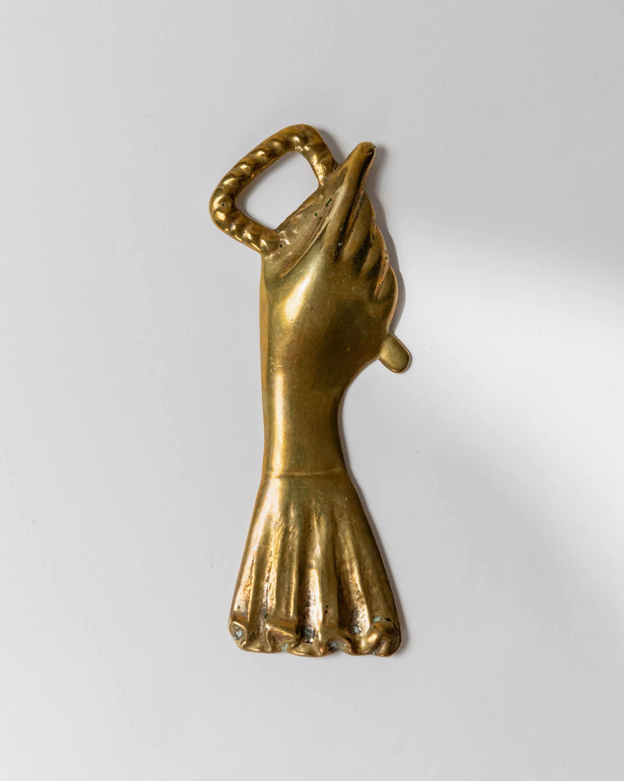 Vintage Bottle Opener Massive Brass, Hand and Sleeve Shape - Design CEG Italy 1950s