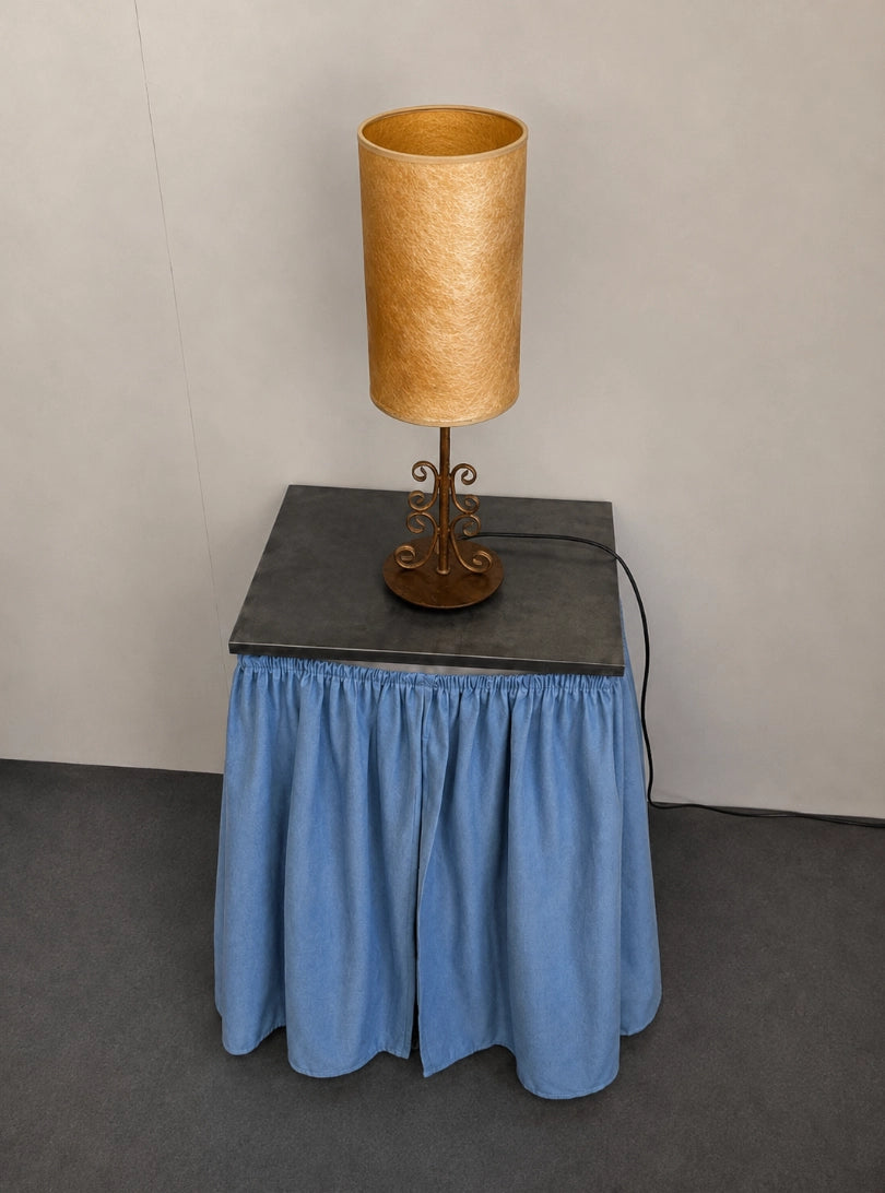 1960s French Vintage Brass & Fiberglass Table Lamp — side angle