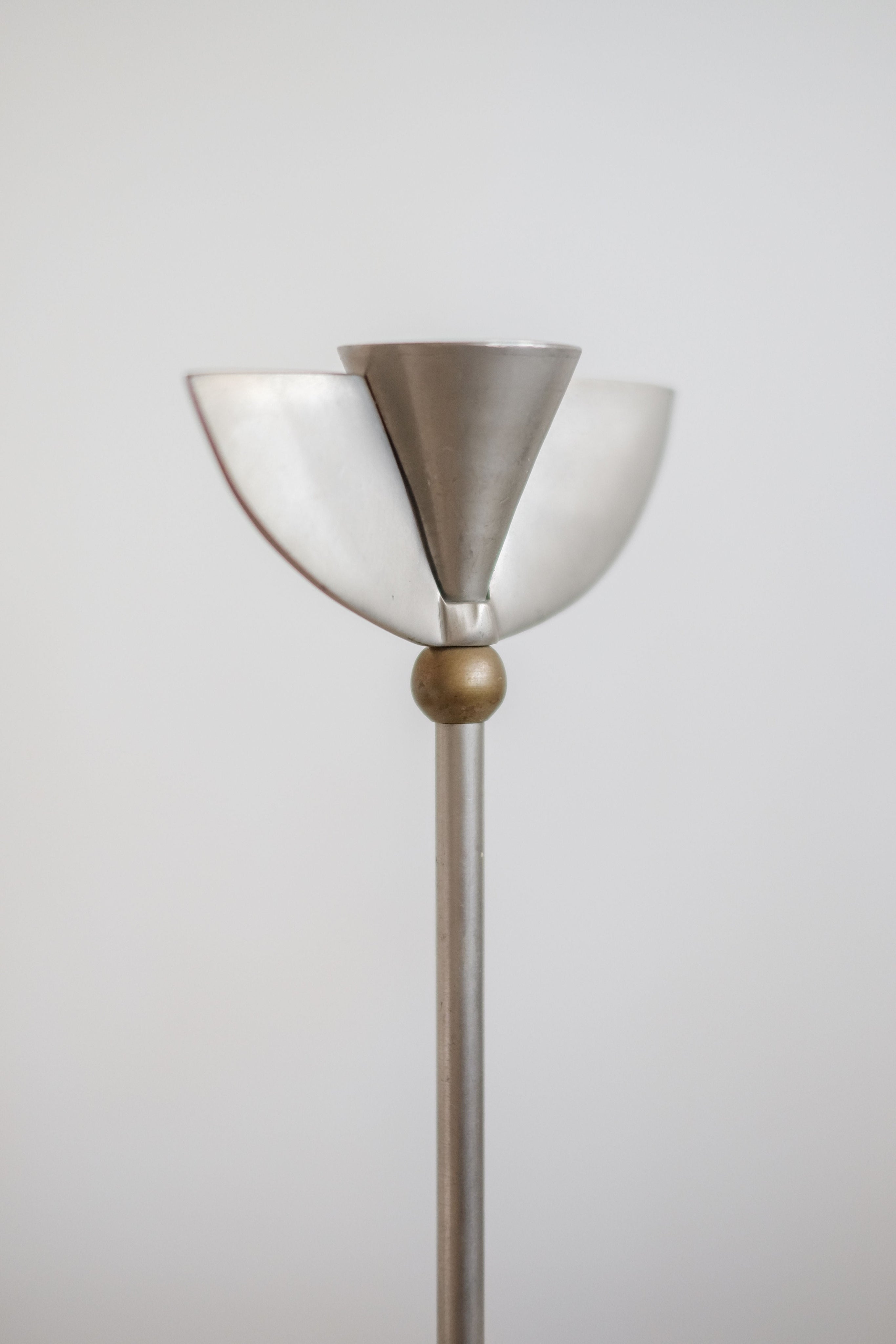 Set of 2 Memphis Candleholders — side angle showing metal design and brass detail