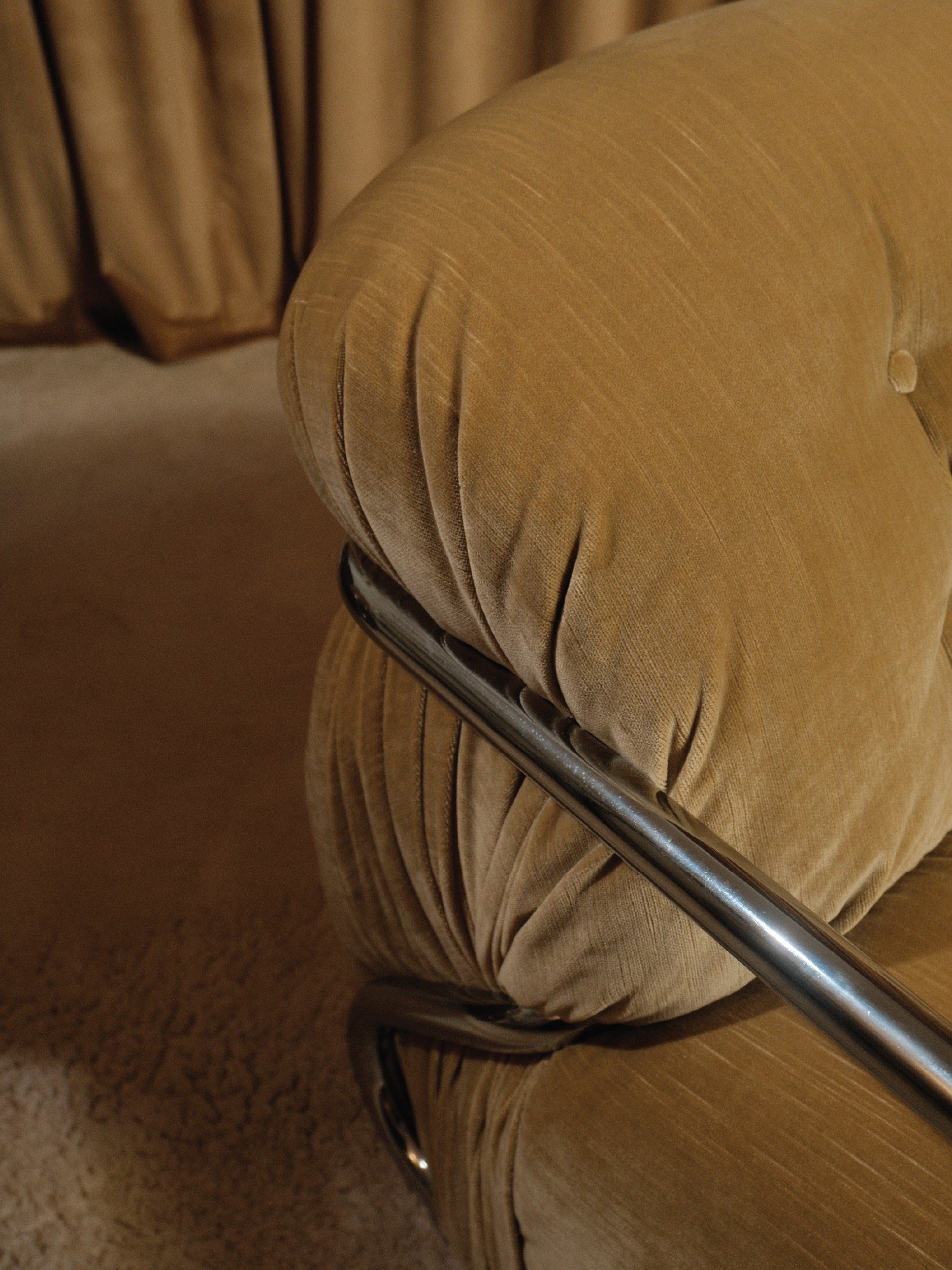 Mario Sabot Lounge Chair - Beige Velvet — lifestyle setting