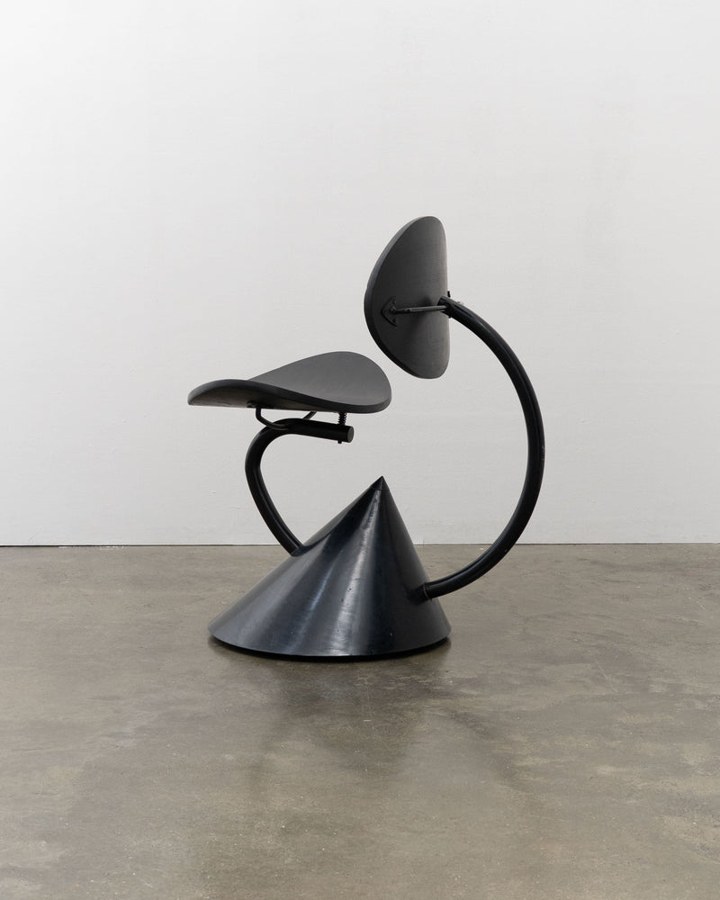 Hotel Zeus Chair by Ron Arad for Zeus, 1992 — side view highlighting black metal design