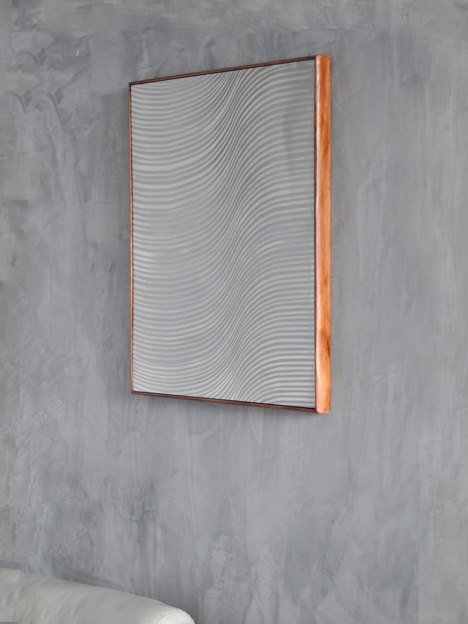 Metal Drawing No.2 - reflective wall sculpture in stainless steel — side angle
