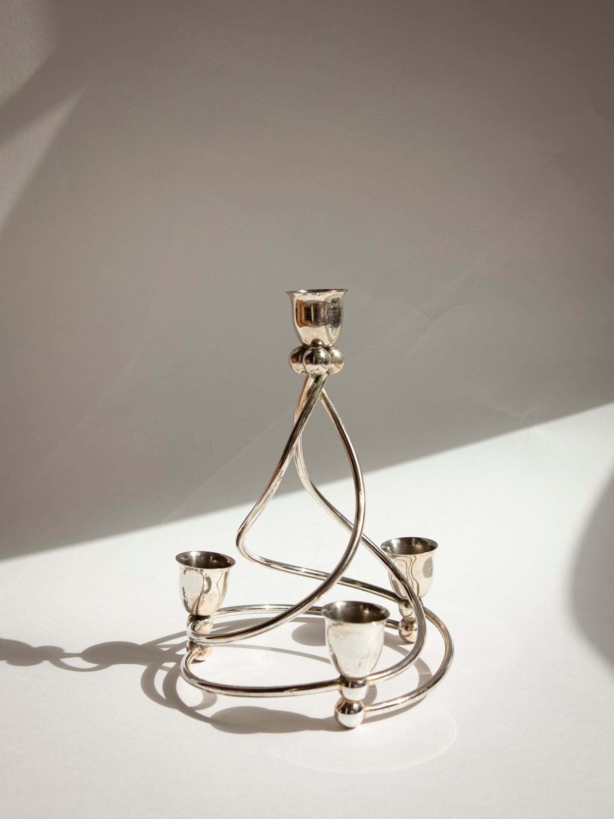 French Silver-Plated Art Deco Style Spiral Candelabra by Trove Paris | The Oblist