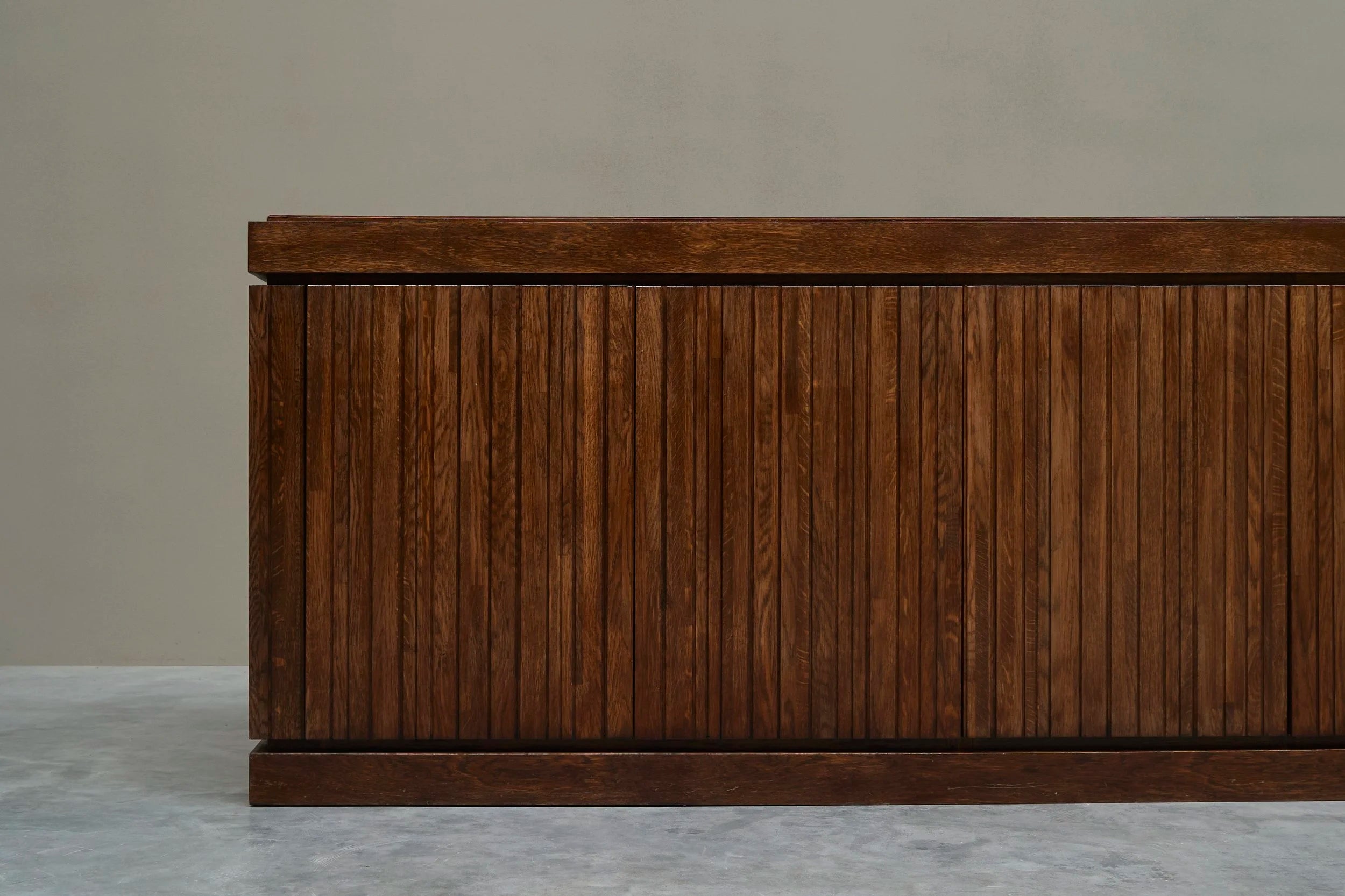 Exceptional and Unique Freestanding Sideboard in Solid Oak, Belgium, 1970s — in context