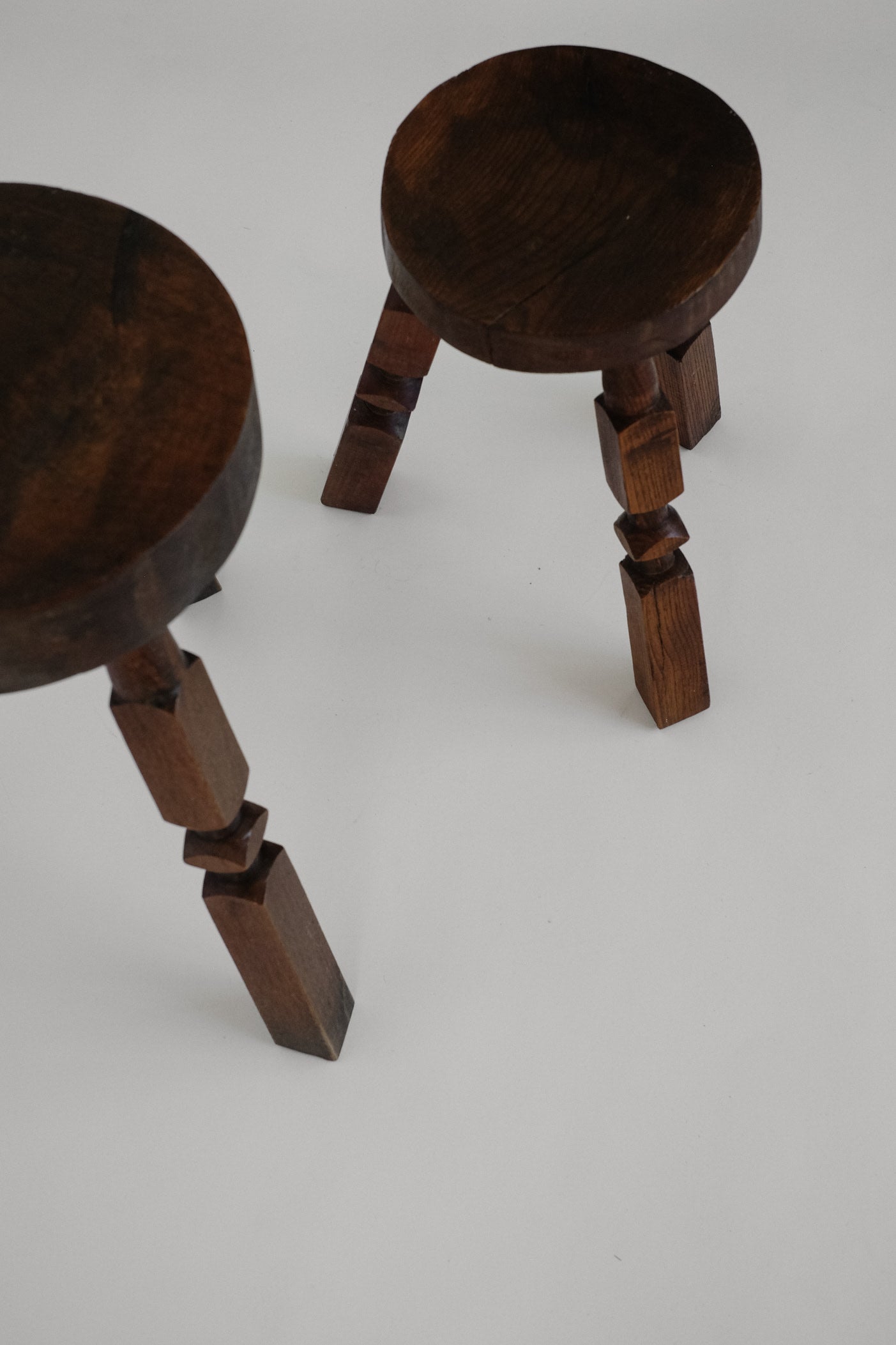 Pair of Mid-Century Rustic Tripod Stools | The Oblist