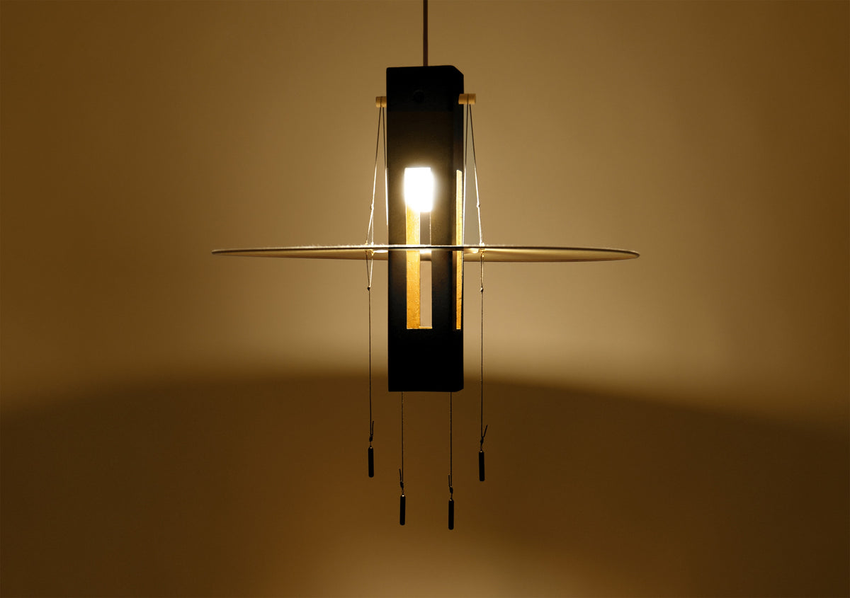 Nova Pendant Light - Black terracotta & Gold. — close-up