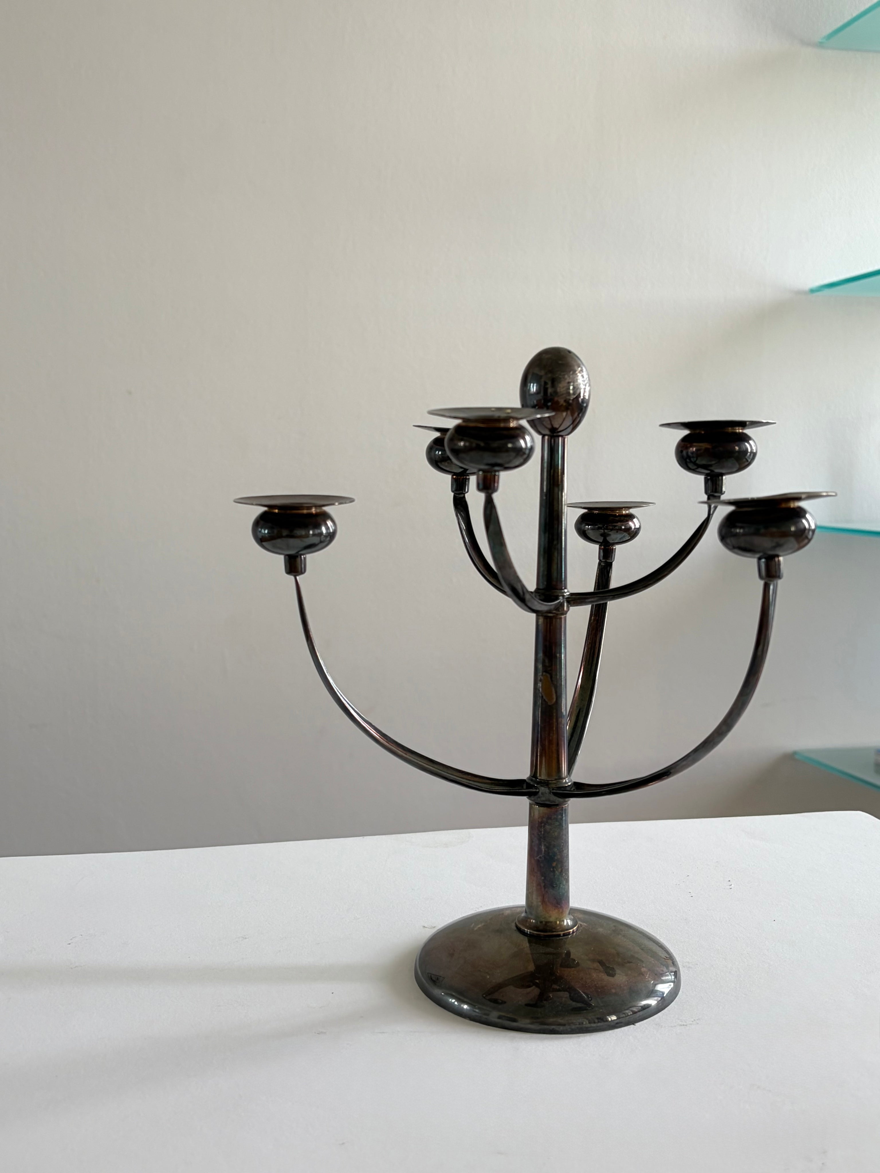 Silver-Plated Candelabra, attributed to Gustav Beran, Austria, 1960s — side angle