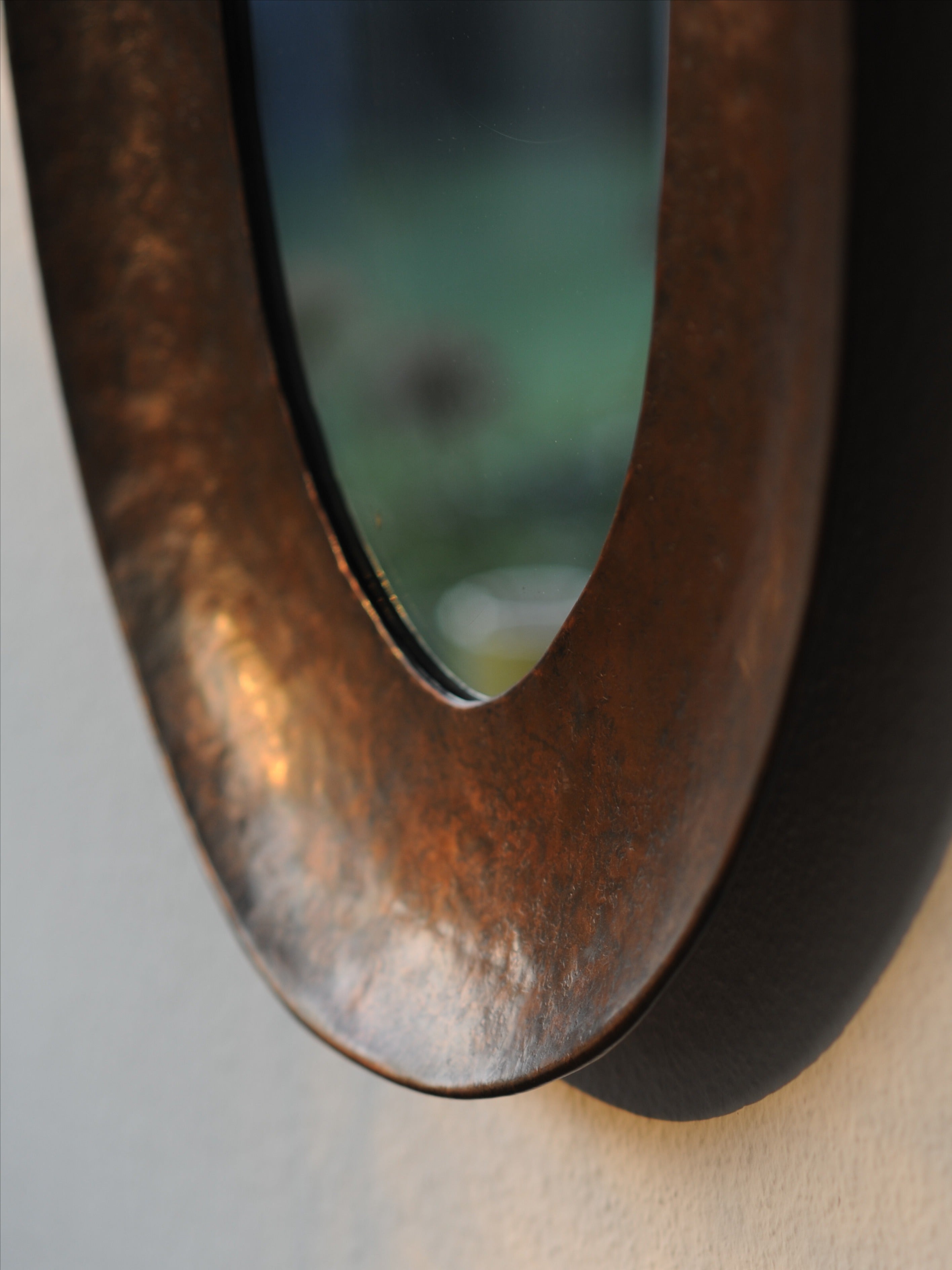 Angelo Bragalini Hammered Wall Mirror In Copper, Italy 1960 — close-up