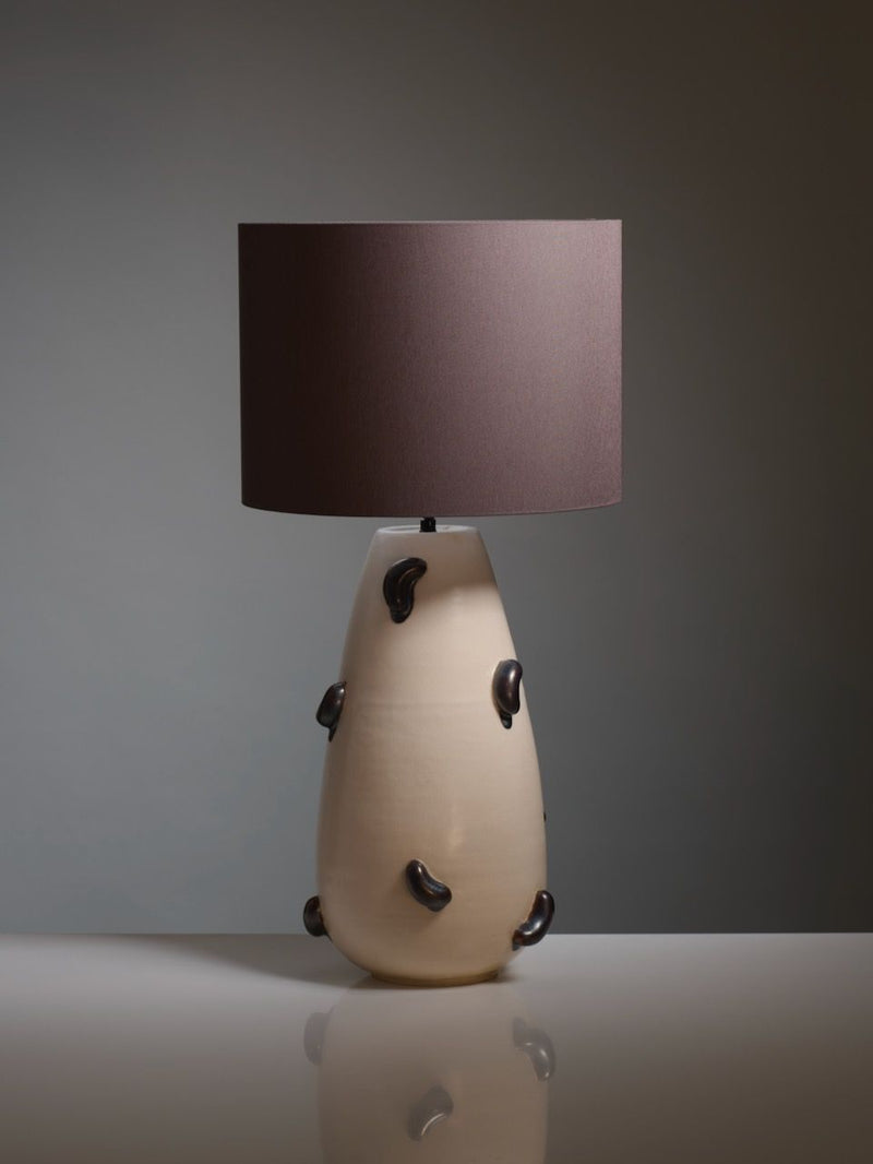 Contemporary Table Lamps in Ceramic - Oceano Collection by Katia Langeard | The Oblist — ceramic body, brown shade