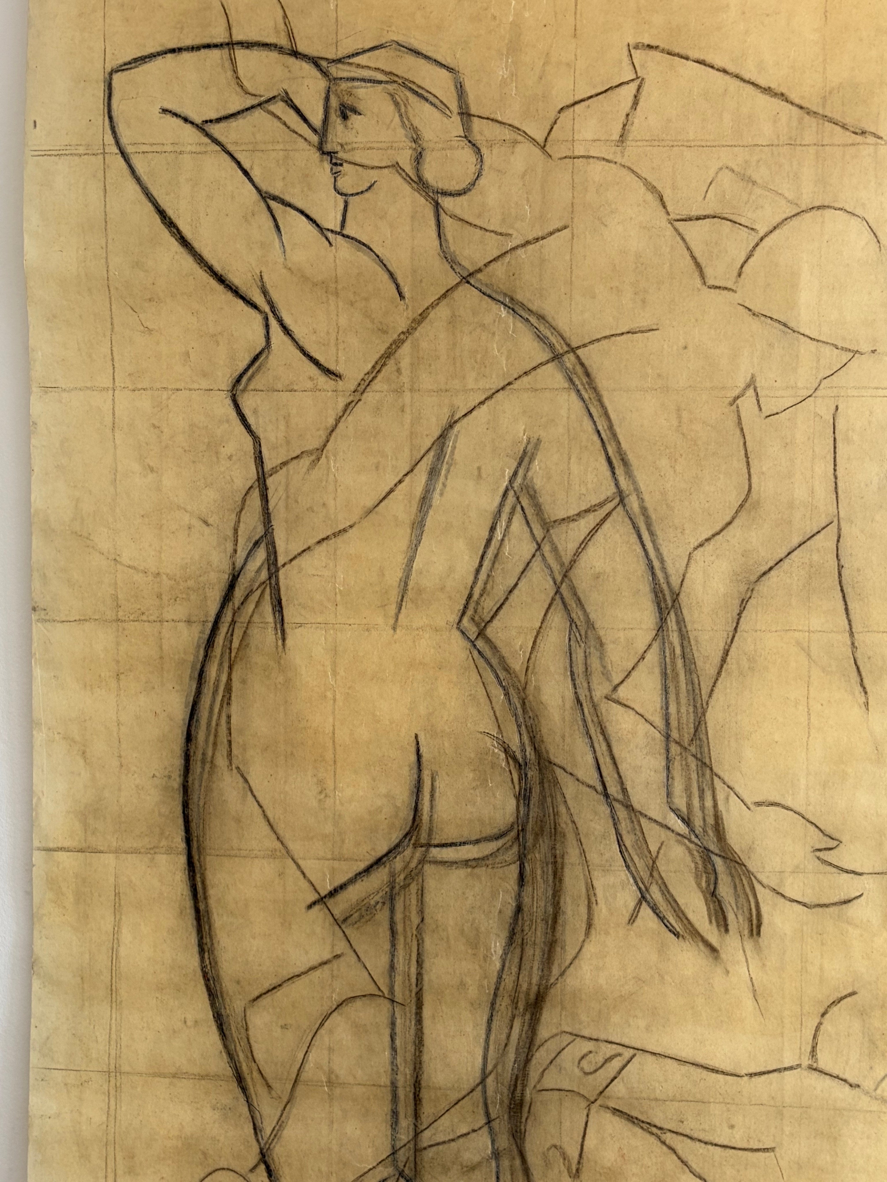 Monumental Art Deco Mural Esquisse by Emile Courtin (1923-1997), France, late 1940s — alternate view