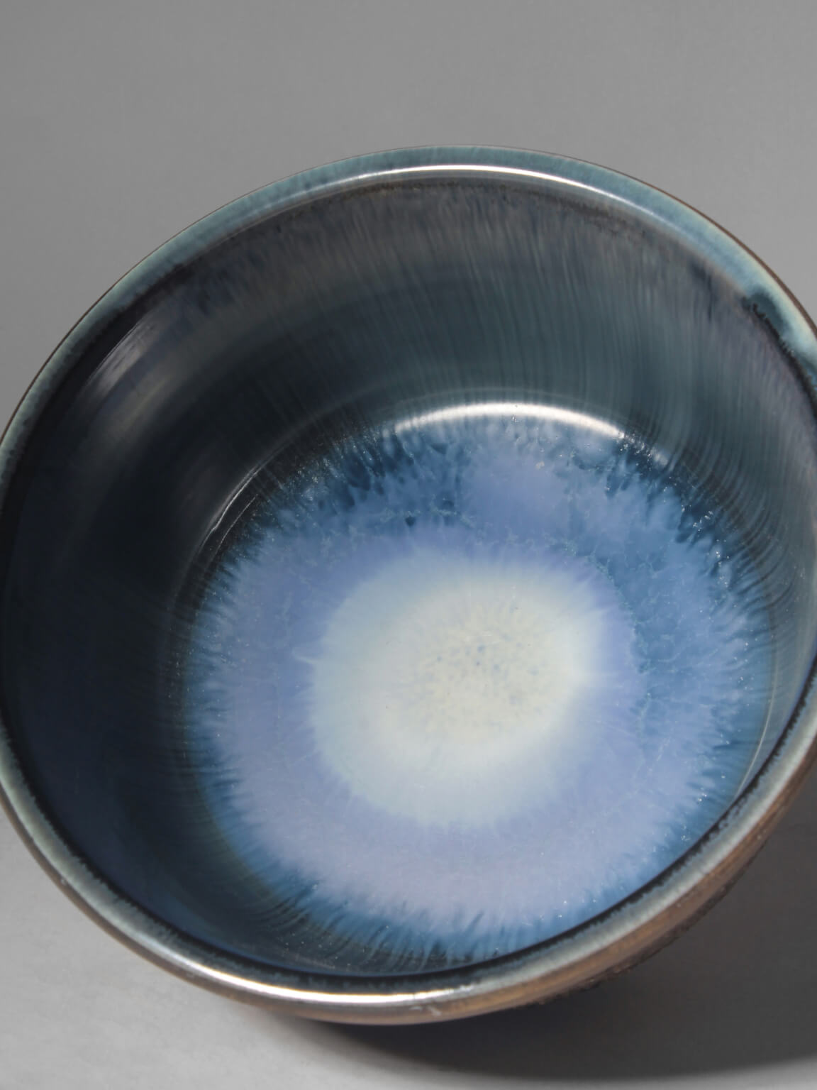 Textured And Glossy Glaze Ceramic Pedestal Bowl From Tilgmans, Sweden, 1960s — close-up