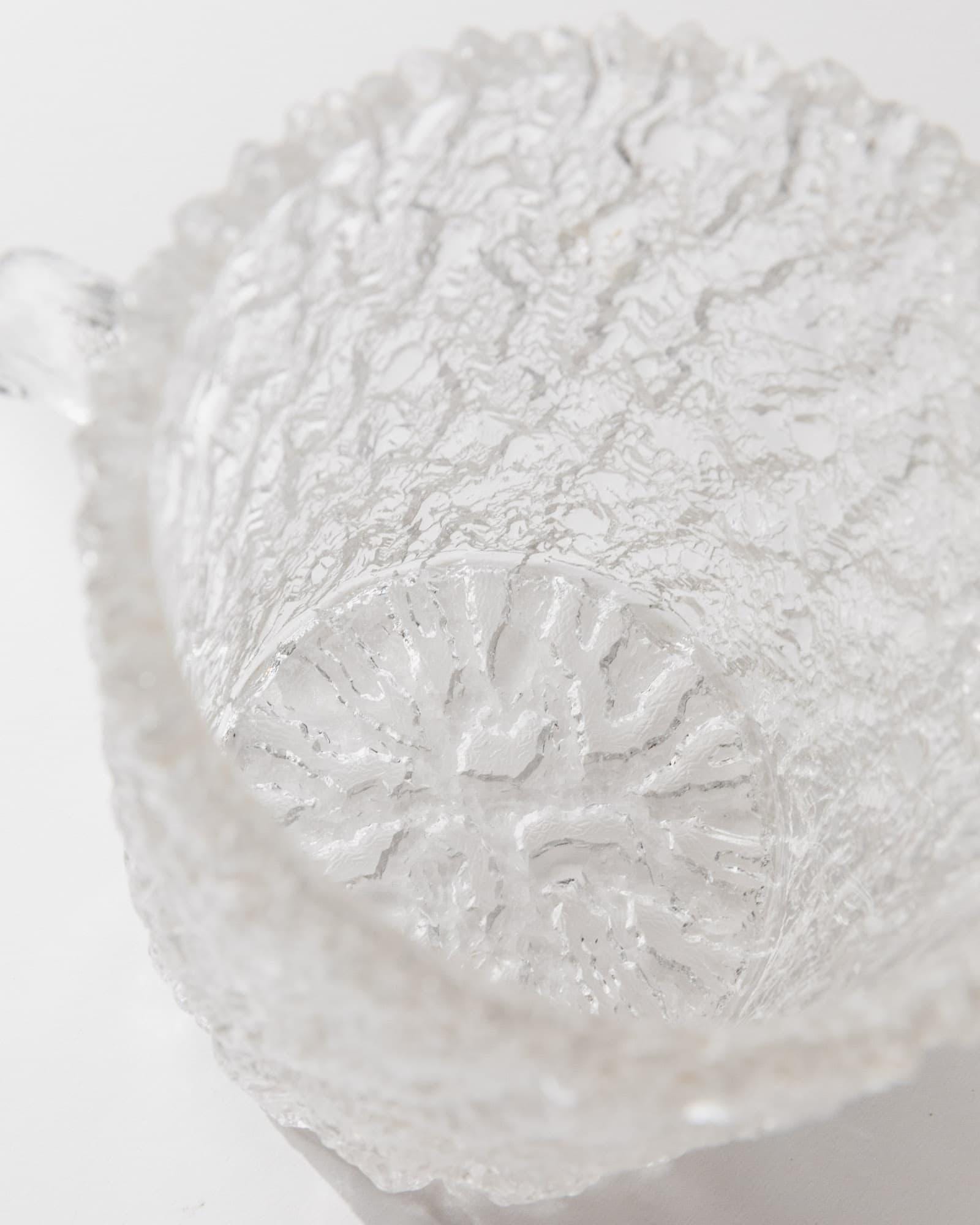 1970s Glass Ice Bucket — top view of textured glass interior