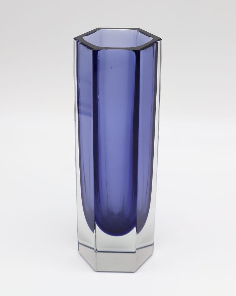1960s Mid-Century Modern Faceted Murano Sommerso Glass Vase by Flavio Pol by Forma Finds | The Oblist