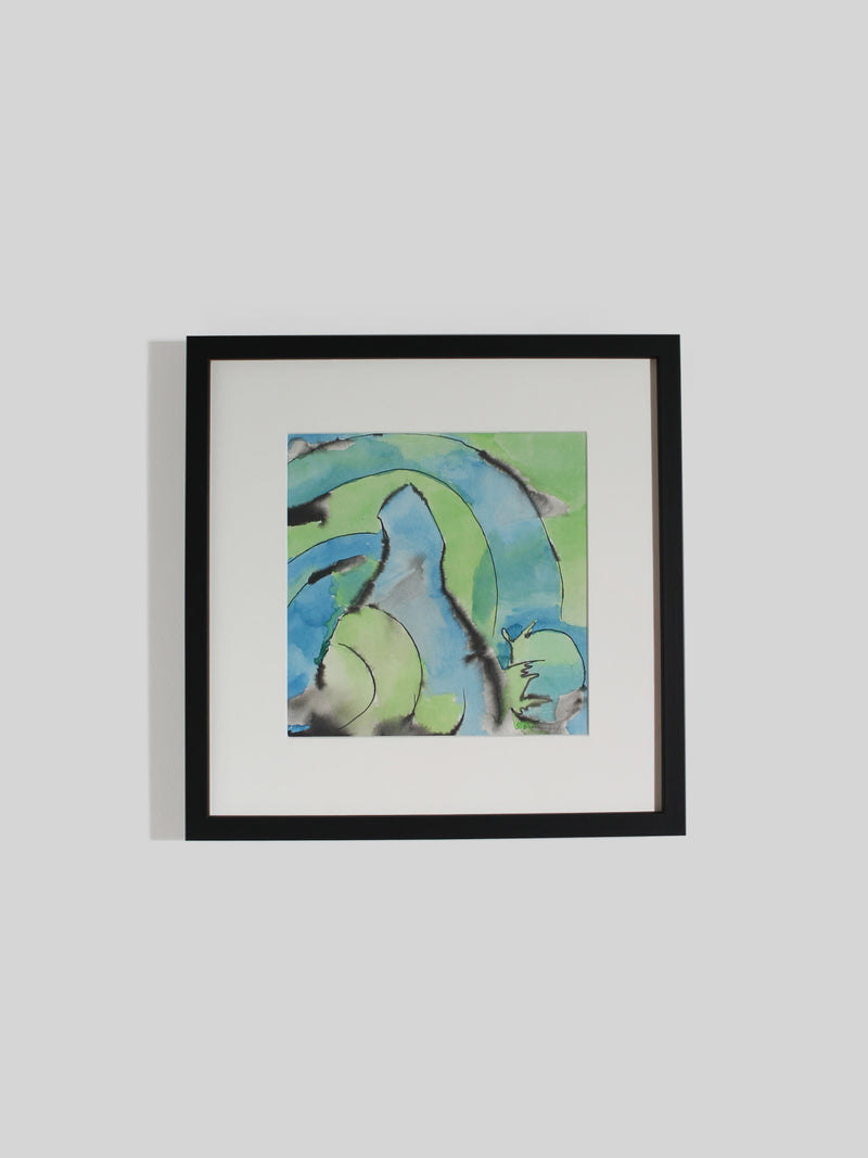 Abstract Still Life #3, 32x32cm, Watercolour, Ink by Vintage Stories | The Oblist — green and blue tones