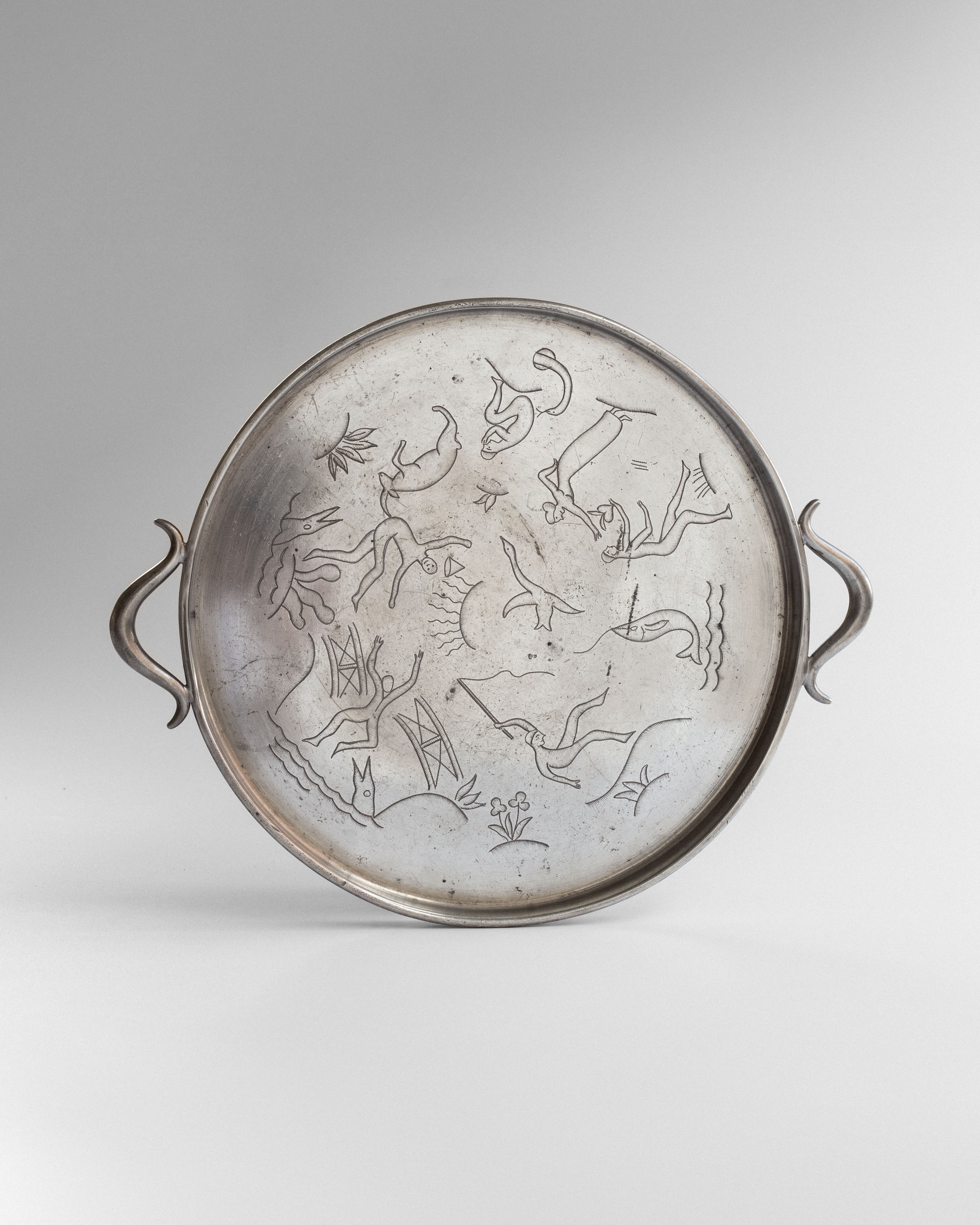 Plateau en étain Art Déco par Nils Fougstedt pour Svenskt Tenn, 1931