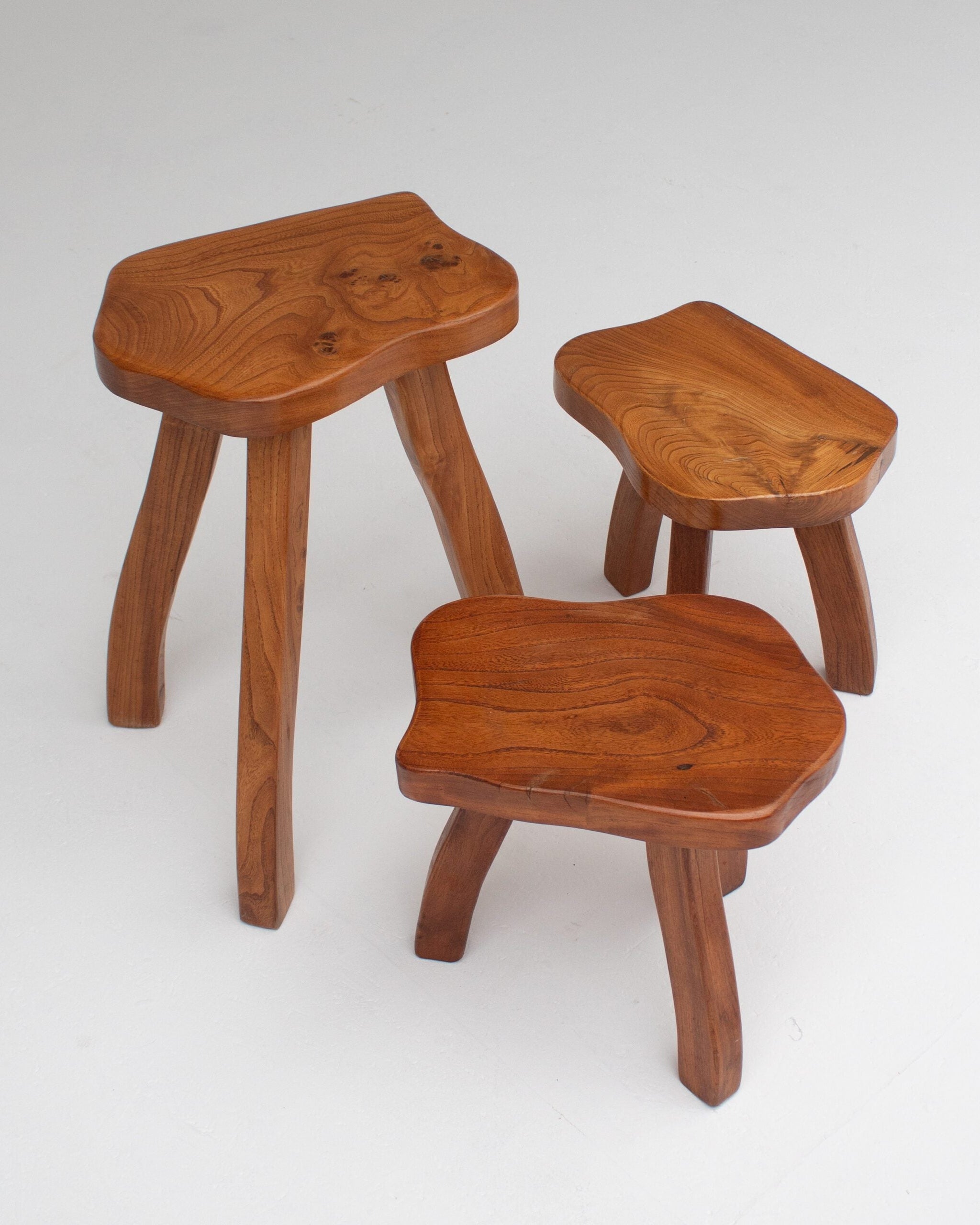 Organic Teak Stool Set — detail view