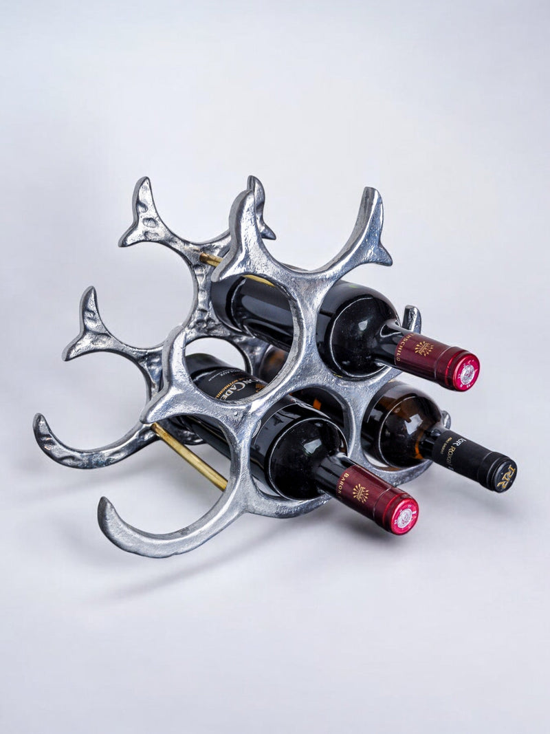 Brutalist bottle rack by Art3, Spain, 1980s by Malamar Studio | The Oblist — metal, silver finish