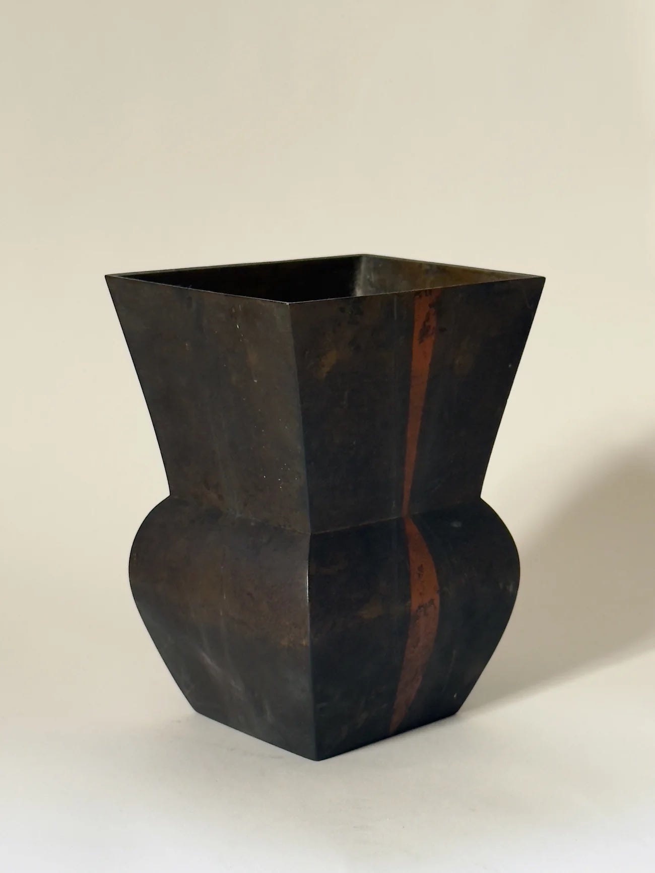 Geometric Japanese Bronze Vase, 1950s