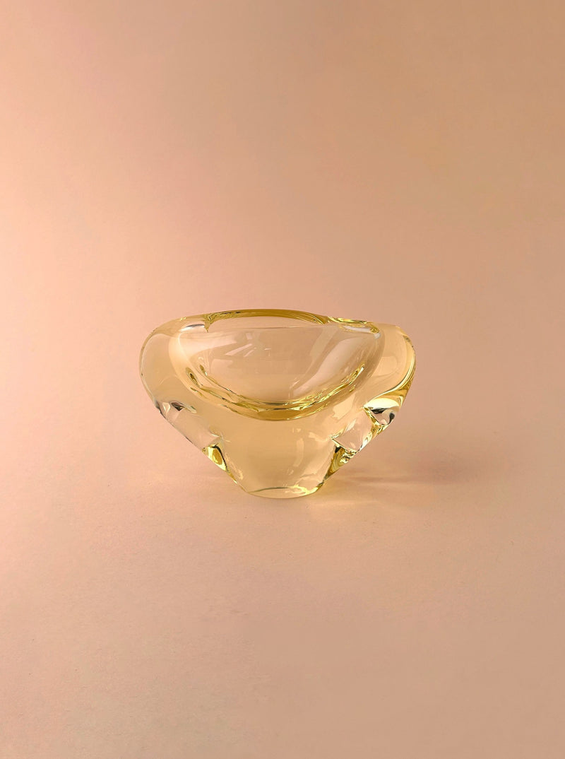 Bohemian Citrine Glass Ashtray by Miroslav Klinger