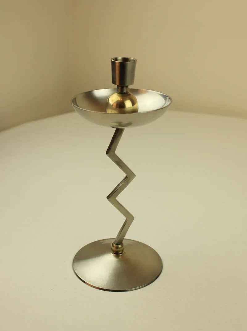 Beautiful brass Memphis Candleholder with geometric design and modern style