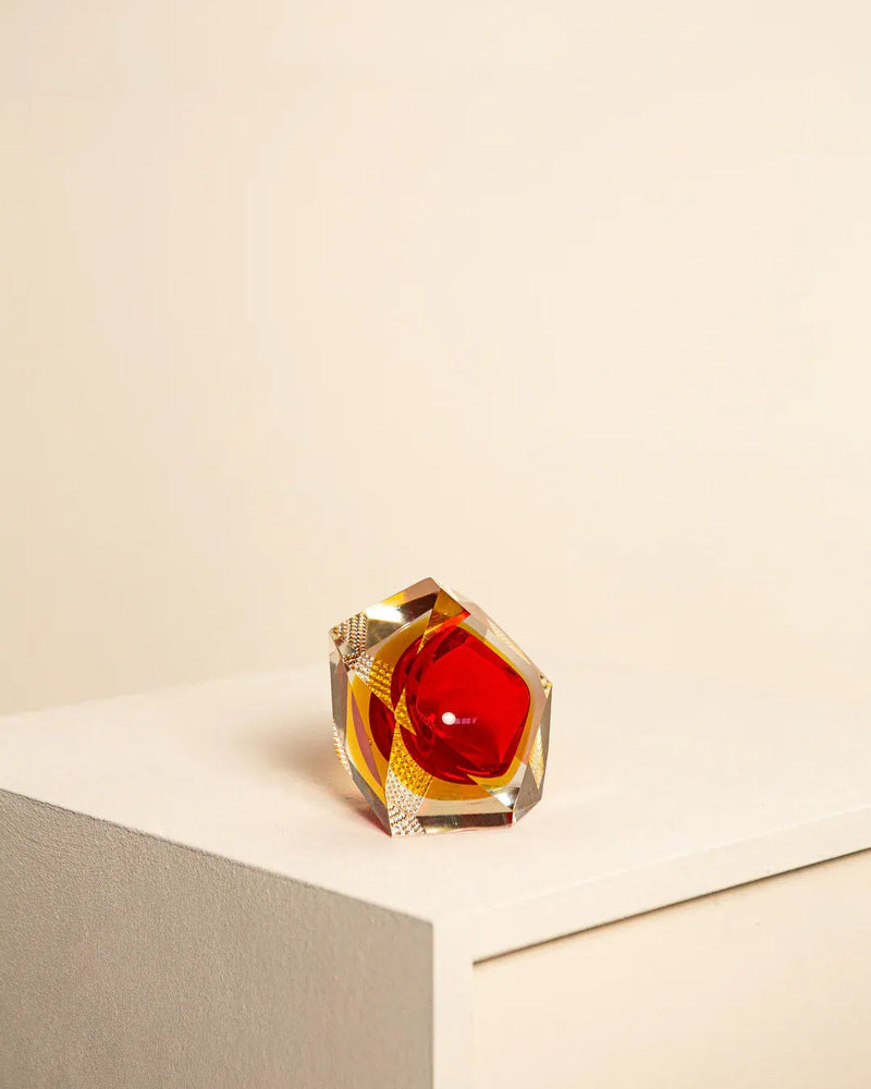 Elegant and functional red Murano glass vide-poches, a stunning decorative piece designed by Flavio Poli for Seguso