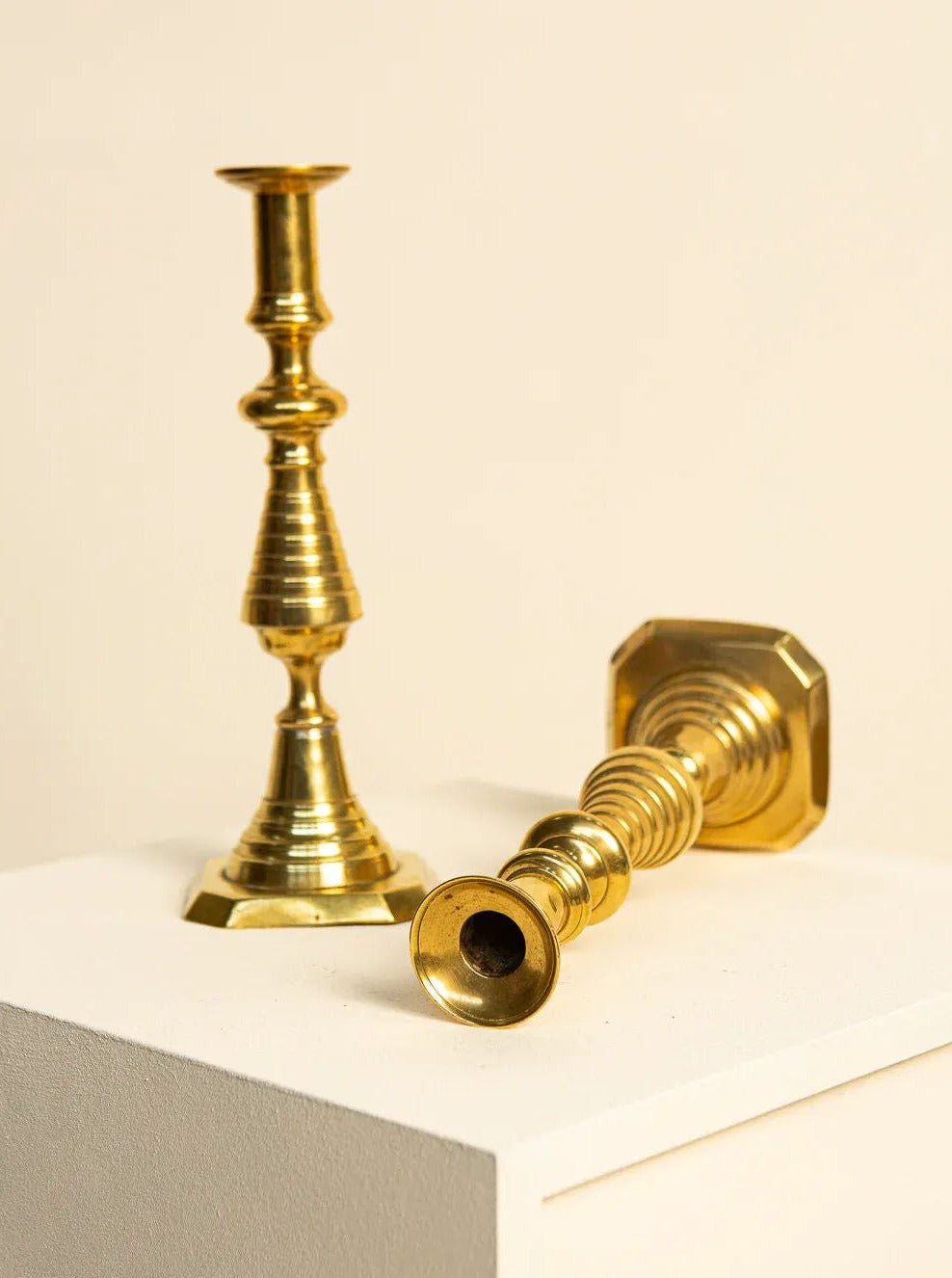 Pair of elegant brass candlesticks from the 1960's, perfect for home decor