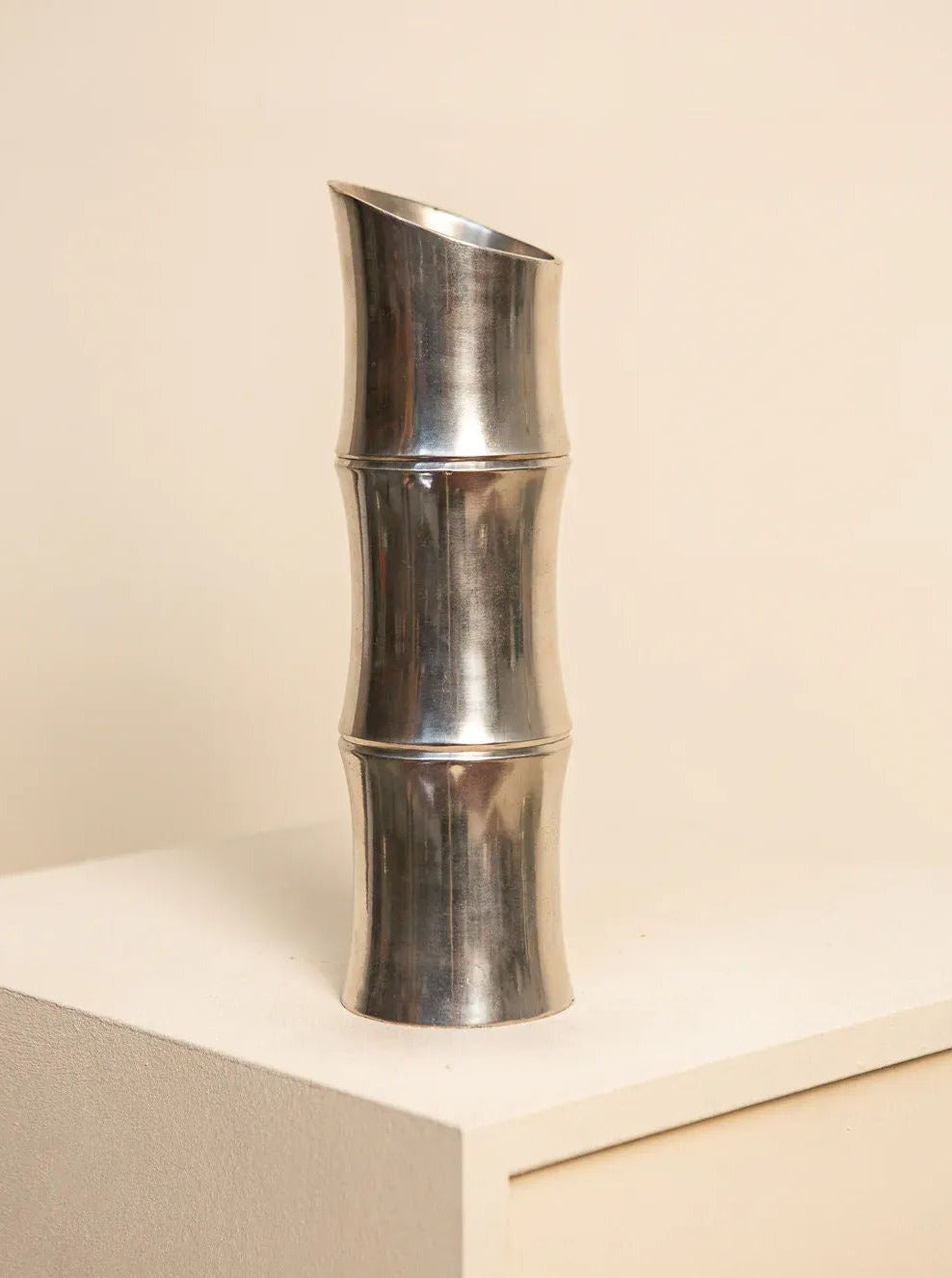 Bamboo Cast Aluminum Vase 80's