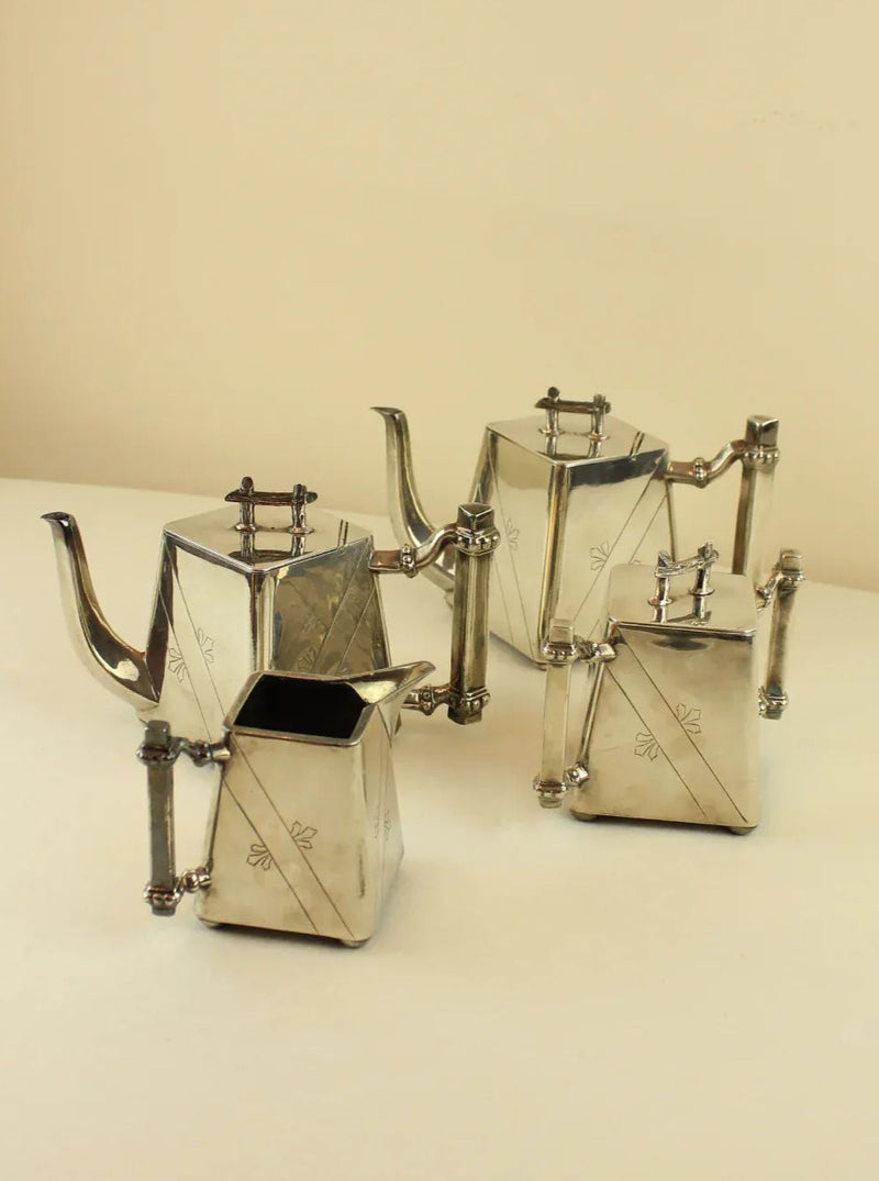  Elegant Art Deco Coffee Pot with Intricate Floral Design and Ivory Handle