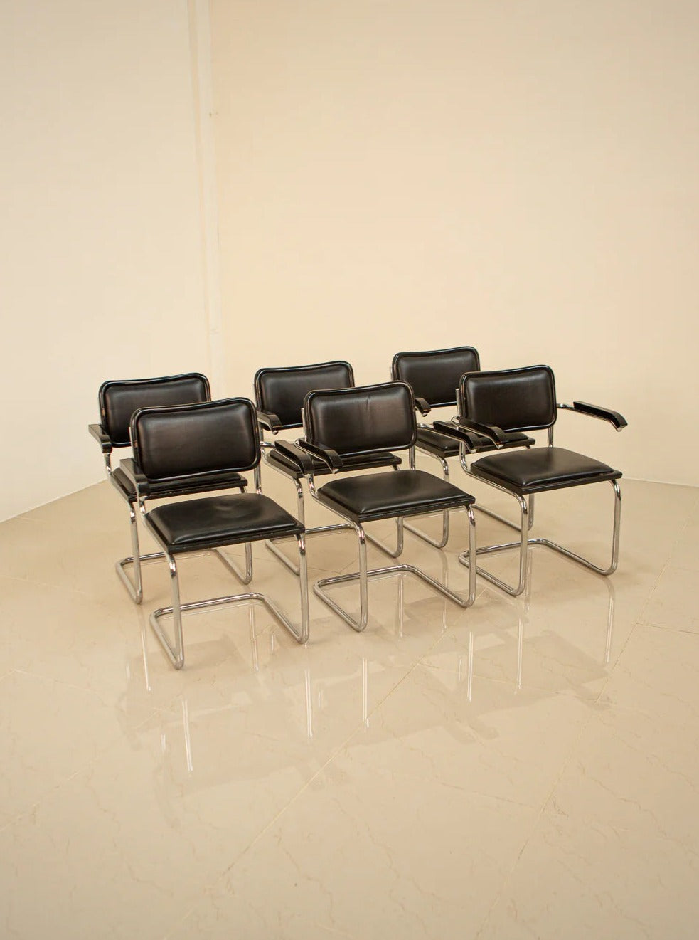 Set of 6 "Cesca" B32 chairs by Marcel Breuer for Fasem