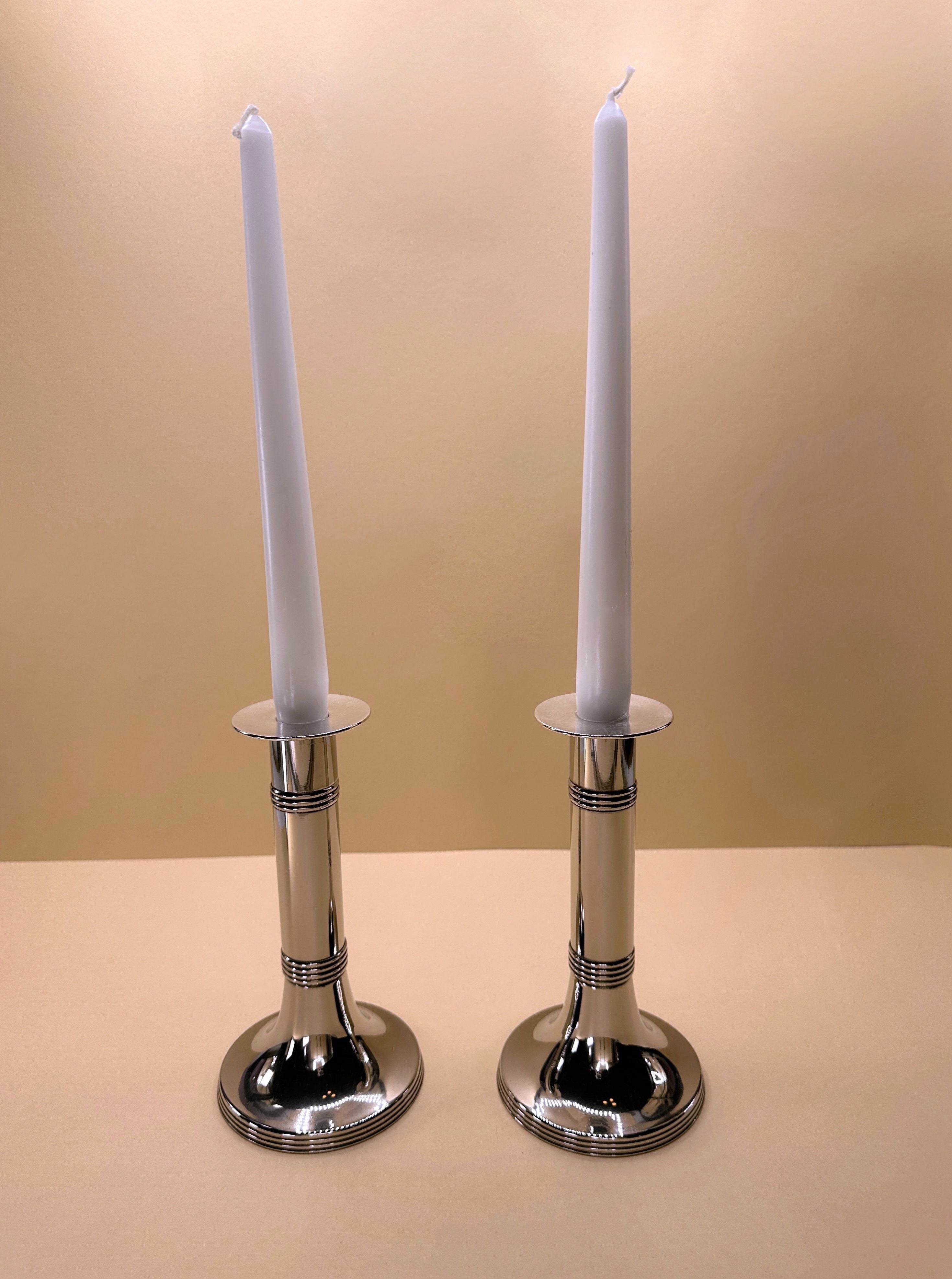 Pair of Silver-Plated Candlesticks by Gunther Lambert