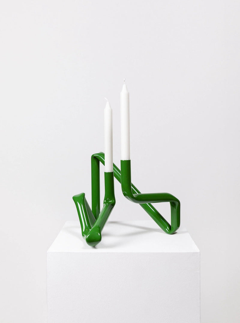 Bucatini Candle Holder in a vibrant grass green color, perfect for adding a pop of color to any room