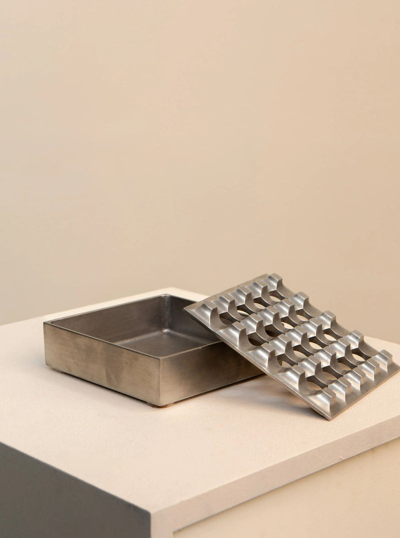  Metal ashtray Ultima 15 by Holger Bäckström & Bo Ljungberg for Pascha Ab Lund, top view showing the deep bowl for collecting ash
