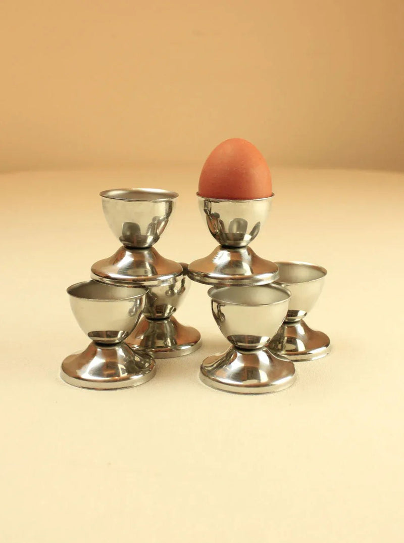 Stainless steel egg cups with polished finish, set of 6
