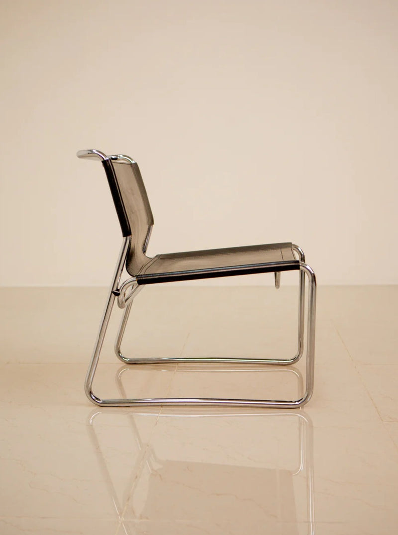 Mid-century modern armchair designed by Marcel Breuer with luge-style base