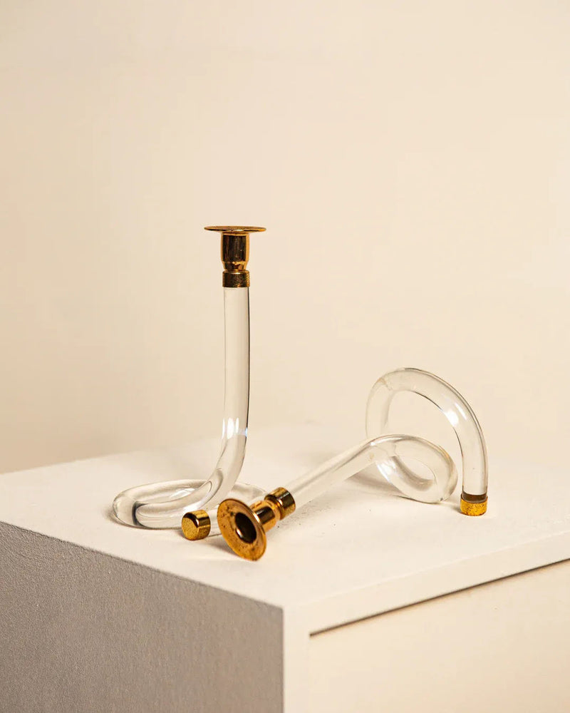 Vintage 1970's Dorothy Thorpe Lucite Candleholders, elegant and timeless home decor