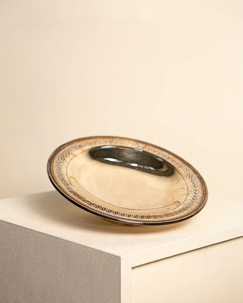  Retro Italian Fruit Bowl with Hand-painted Ceramic Fruits and Intricate Metalwork Base