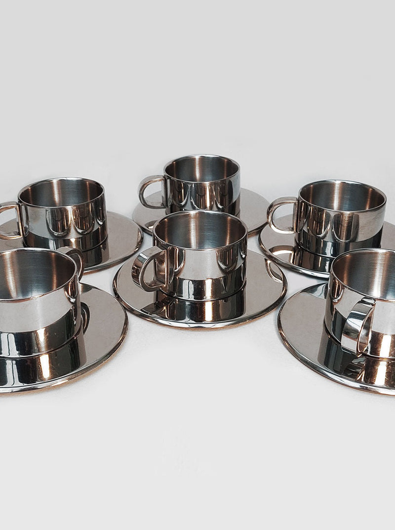 Six elegant and stylish expresso cups with matching saucers