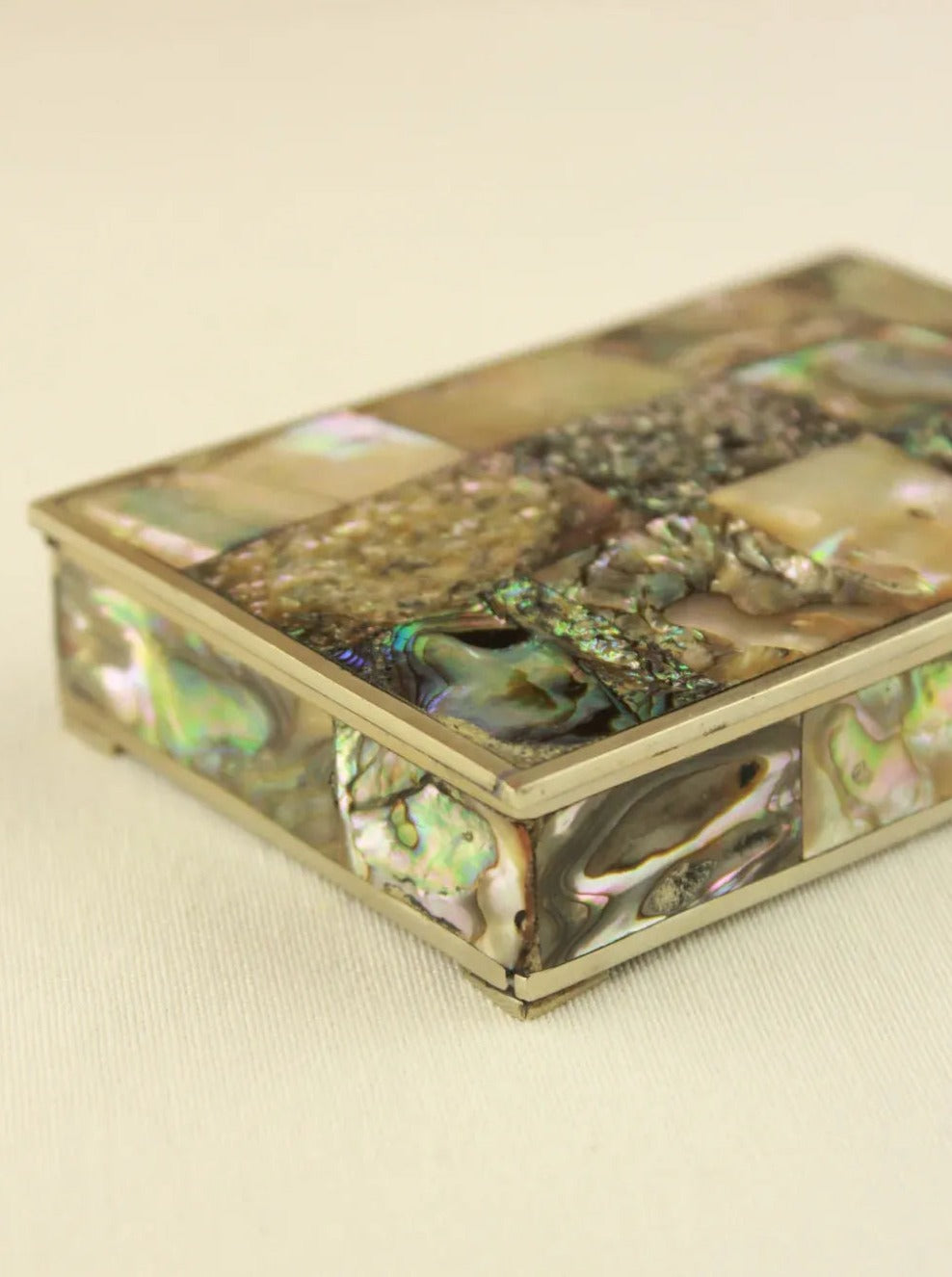 Vintage Gorgeous Abalone Sea Shell Velvet Lined Jewelry newest Box